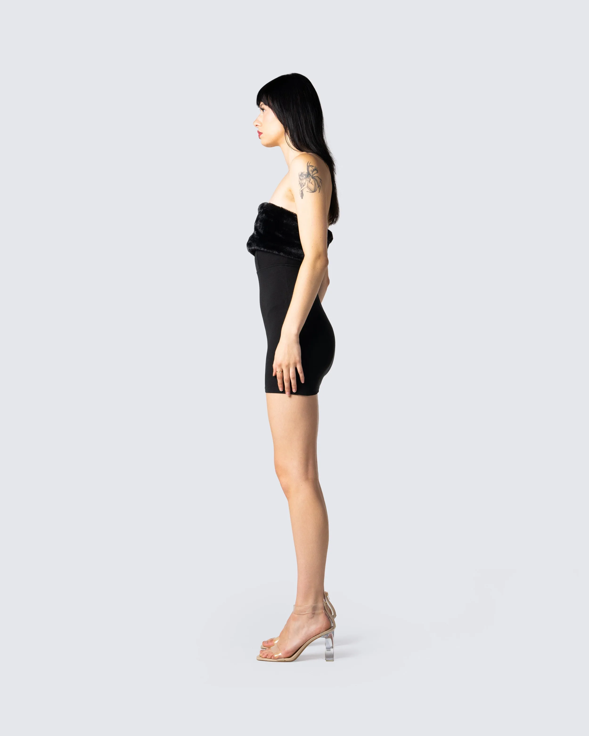 Hannah Fur Trim Mini Dress sold by Finesse product image thumbnail 5