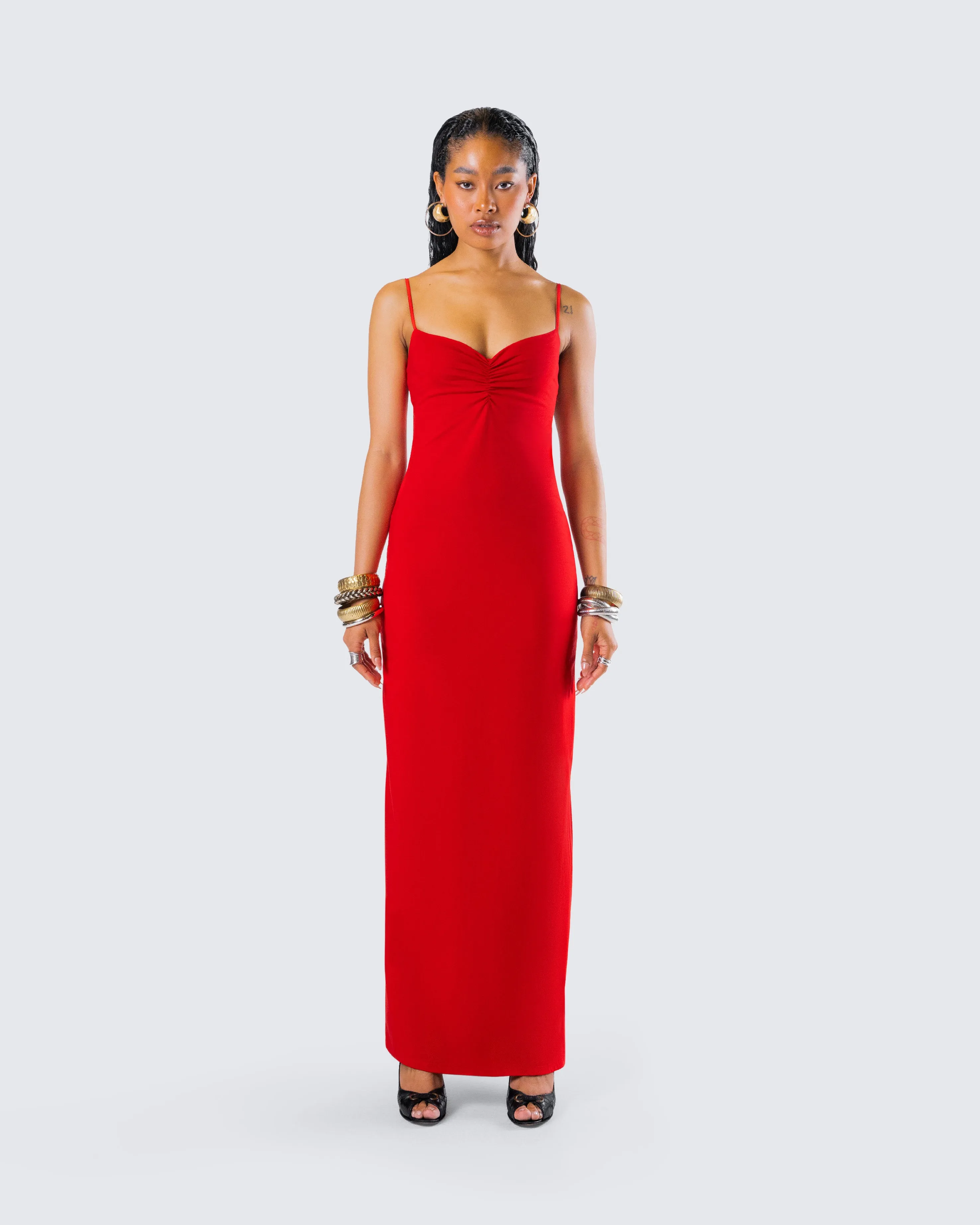 Cordelia Red Rosette Maxi Dress sold by Finesse product image thumbnail 4