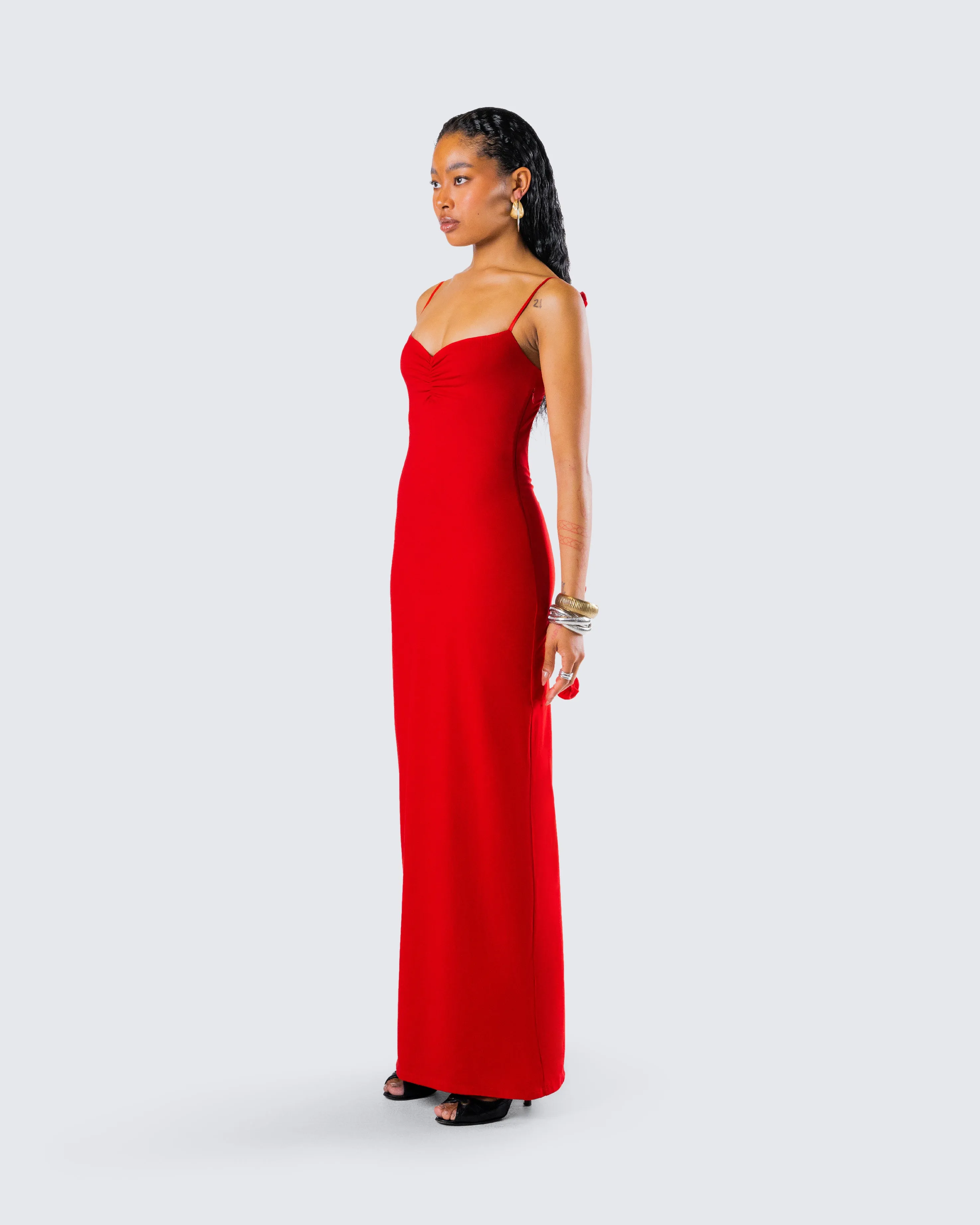 Cordelia Red Rosette Maxi Dress sold by Finesse product image thumbnail 5