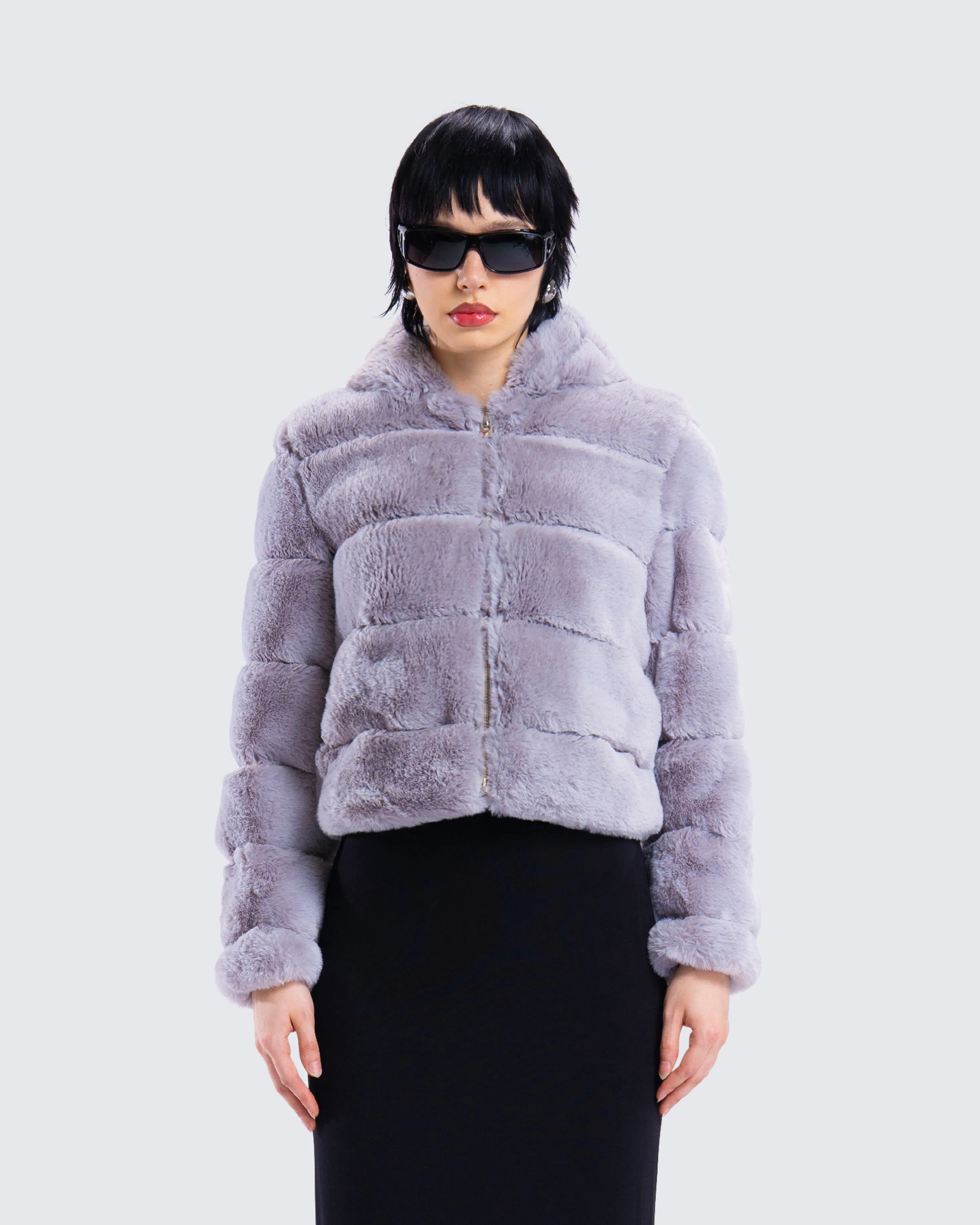 Aspen Grey Faux Fur Hooded Jacket sold by Finesse product image thumbnail 4