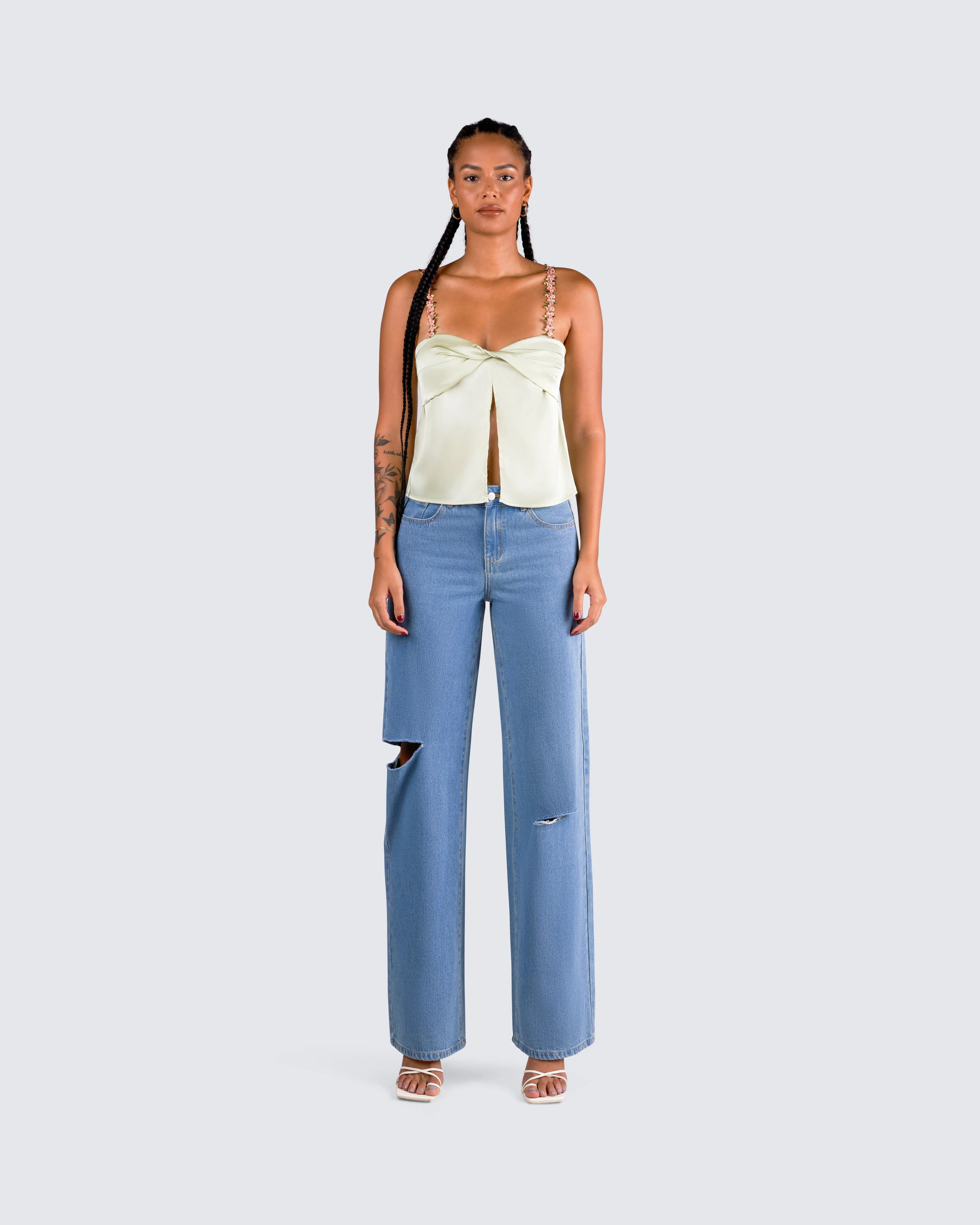 Rosella Olive Satin Twist Top sold by Finesse product image thumbnail 4