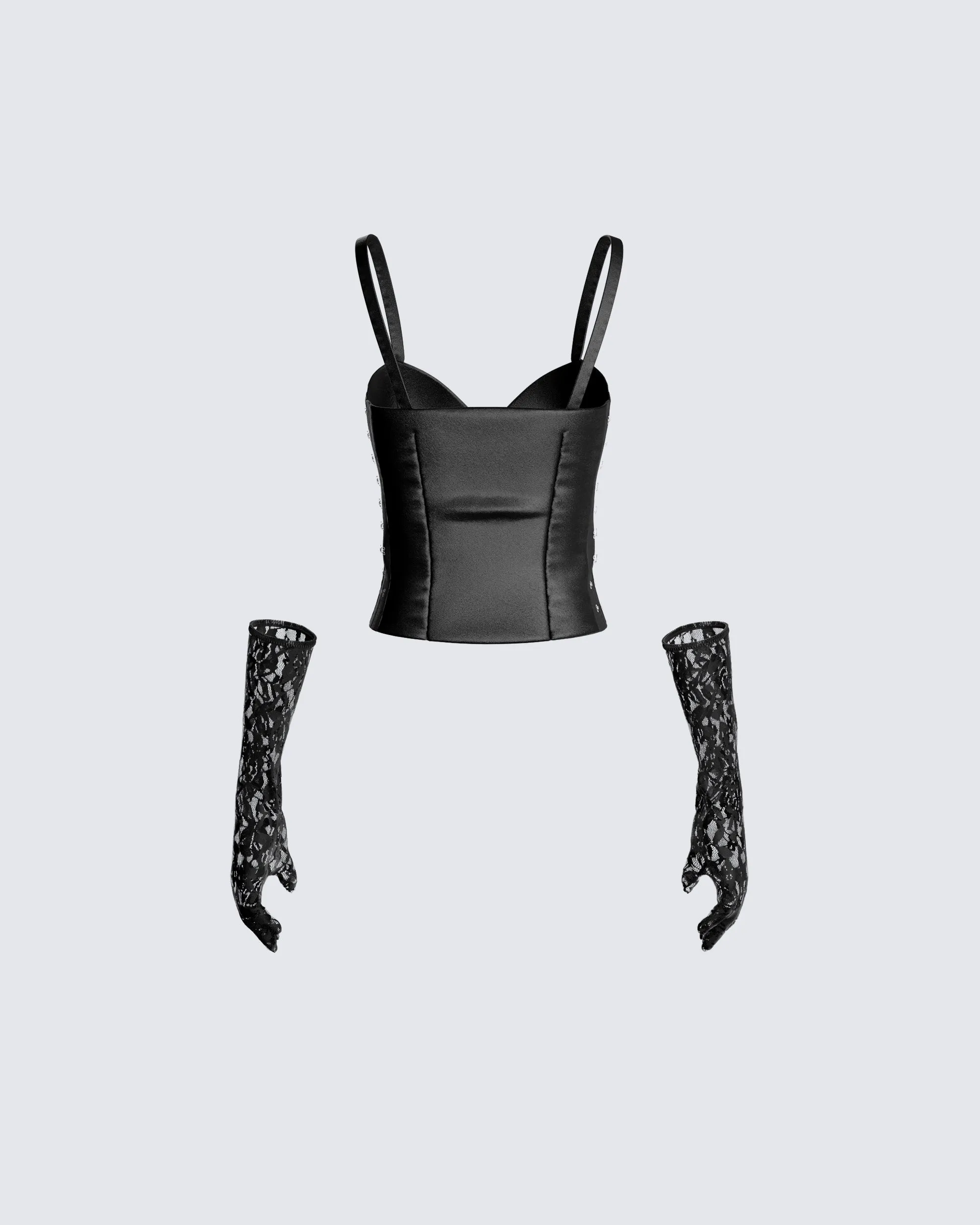 Beatrix Black Corset Top & Gloves sold by Finesse product image thumbnail 3