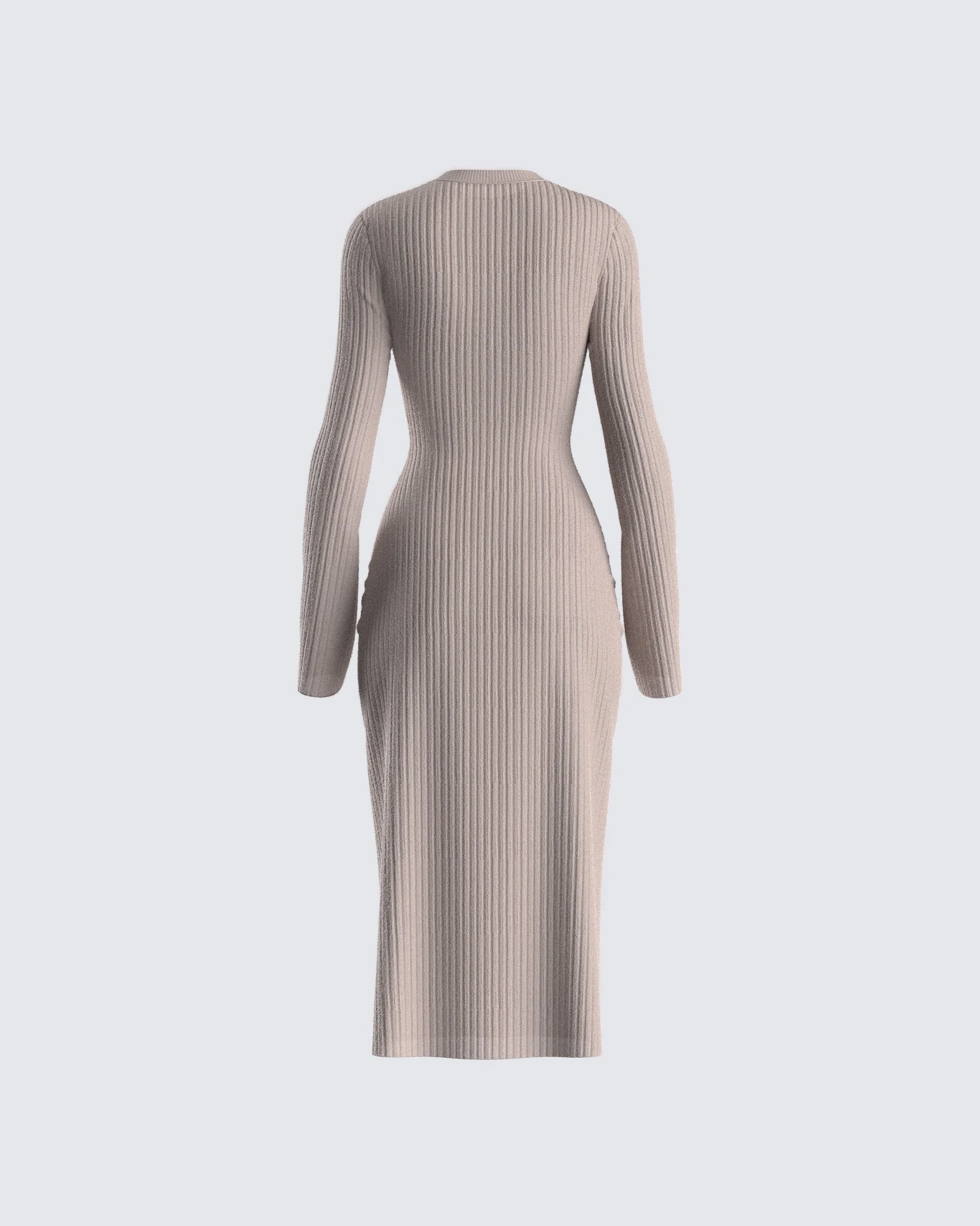 Rejina Taupe Wide Rib Midi Dress sold by Finesse product image thumbnail 3