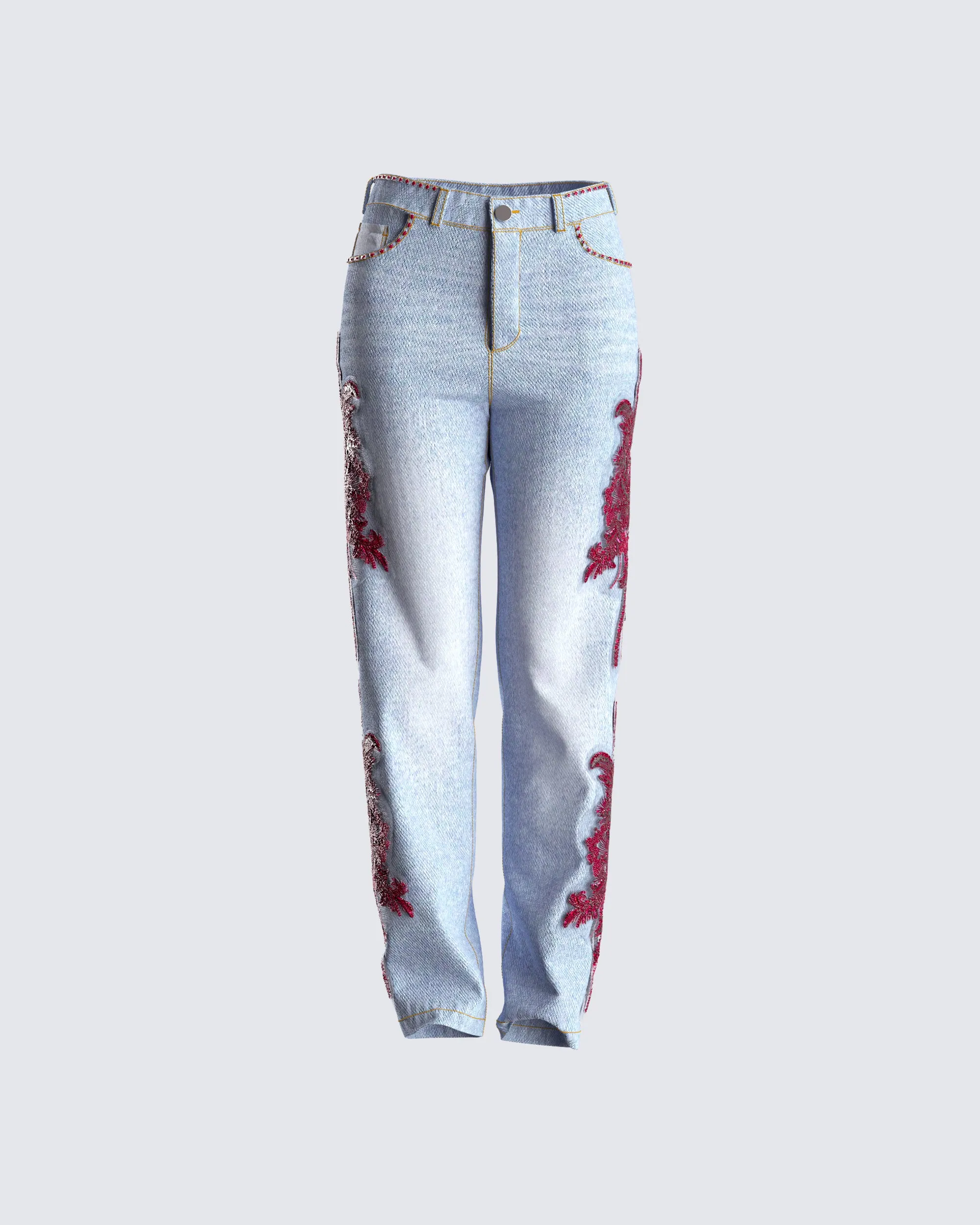 Marek Embellished Blue Jeans sold by Finesse