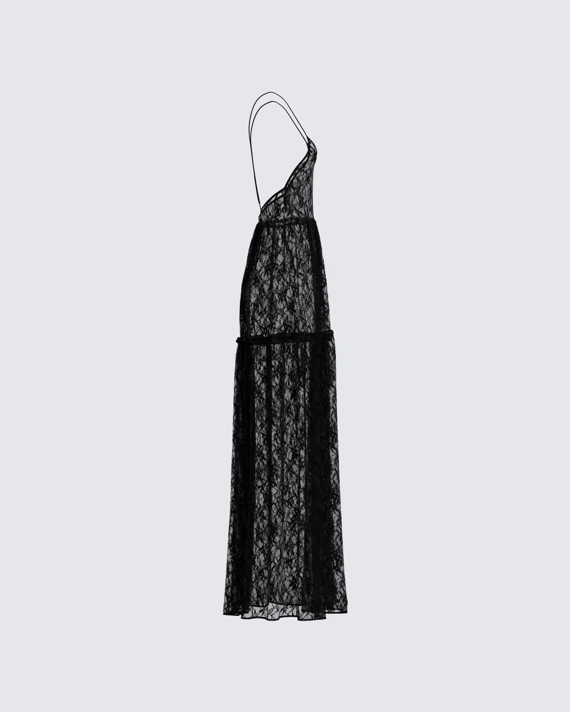 Marina Black Lace Sheer Maxi Dress sold by Finesse product image thumbnail 2