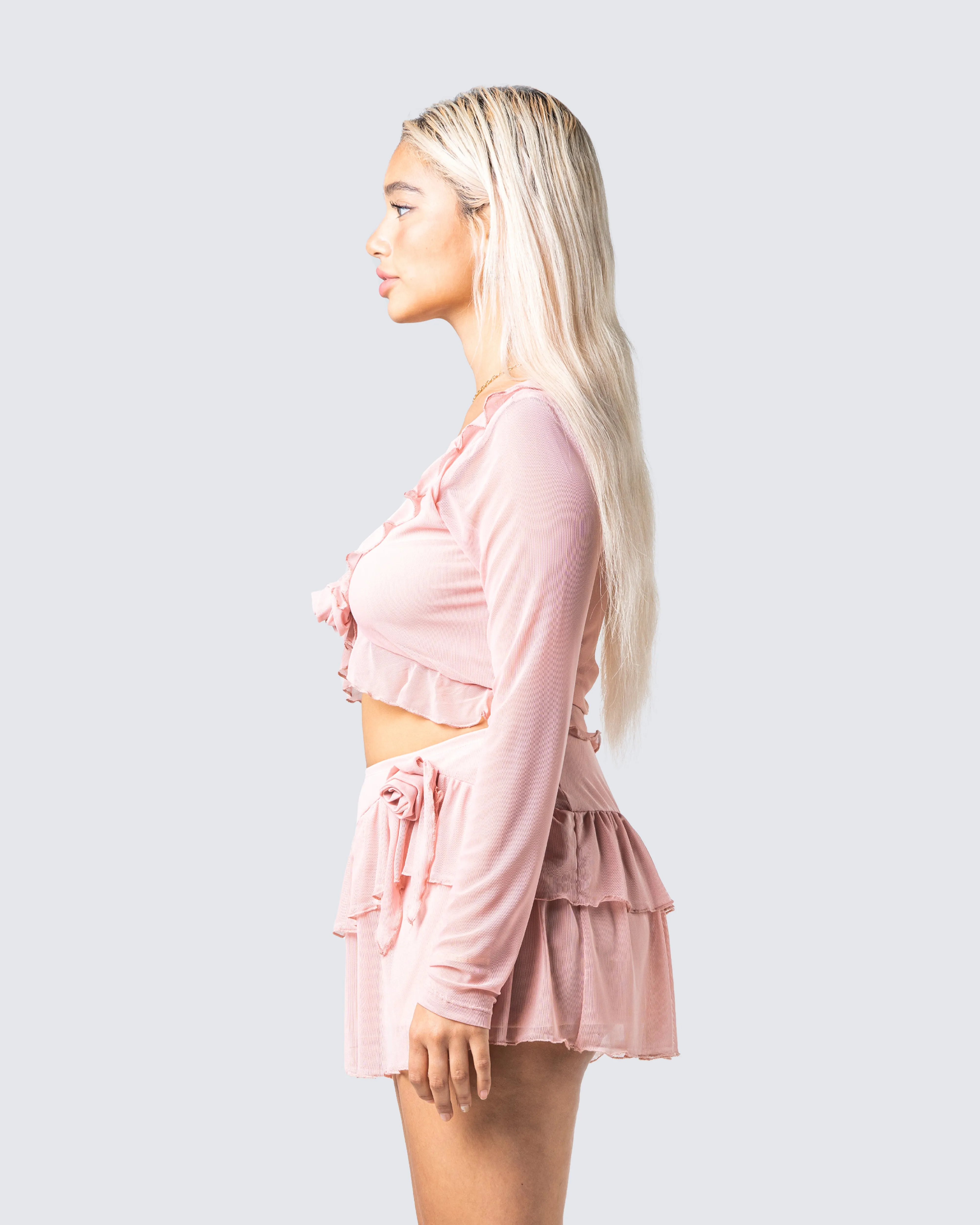 Marie Pink Mesh Long Sleeve Top sold by Finesse product image thumbnail 5