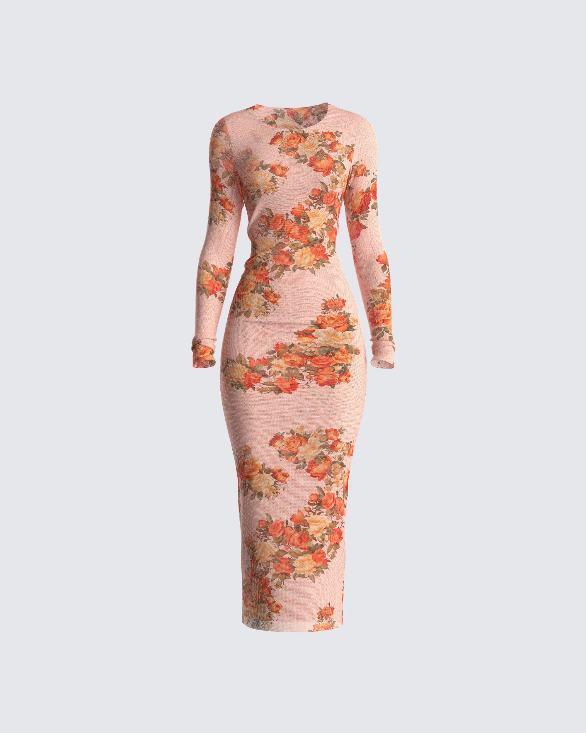 Gardenia Rose Print Mesh Midi Dress sold by Finesse