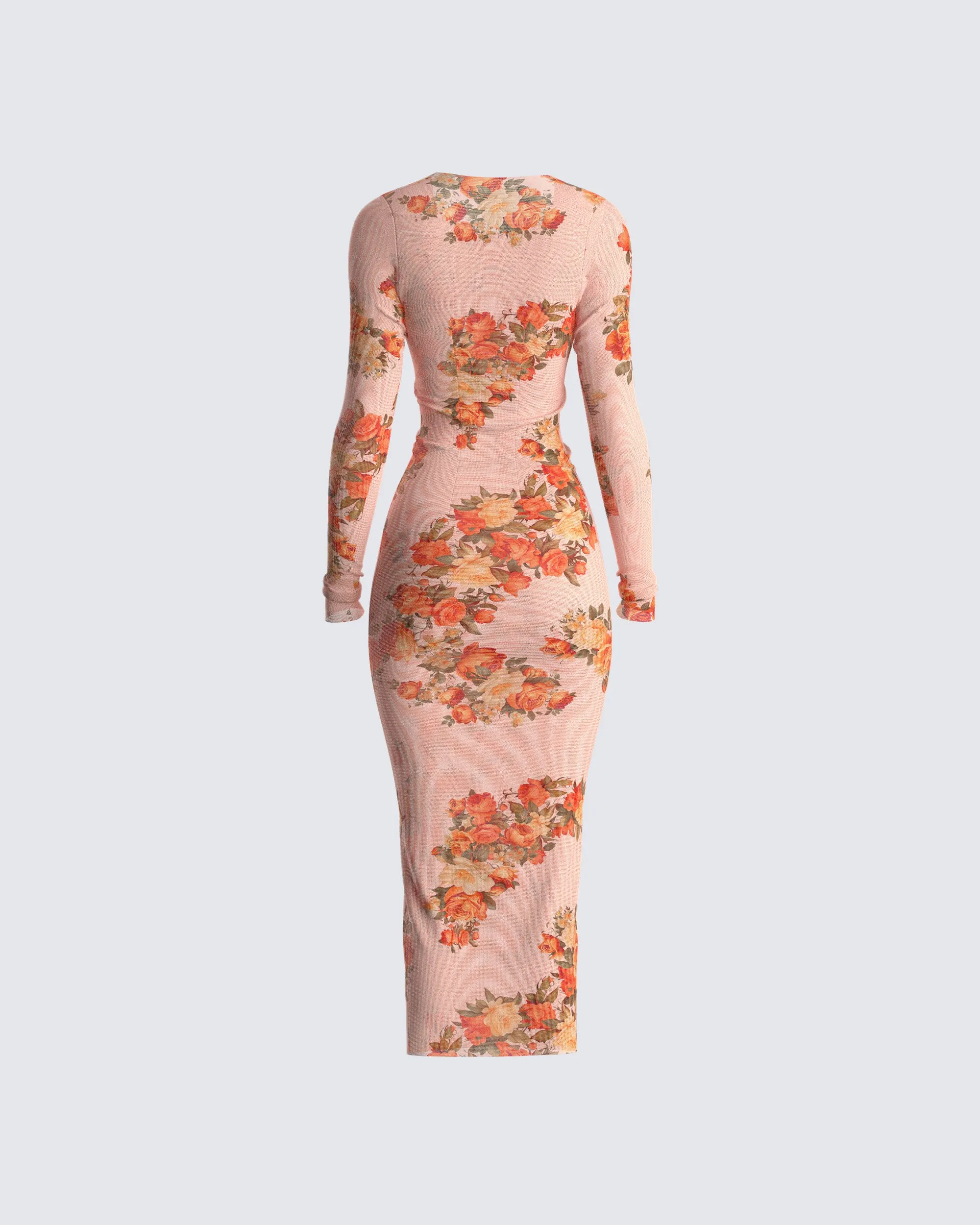 Gardenia Rose Print Mesh Midi Dress sold by Finesse product image thumbnail 3