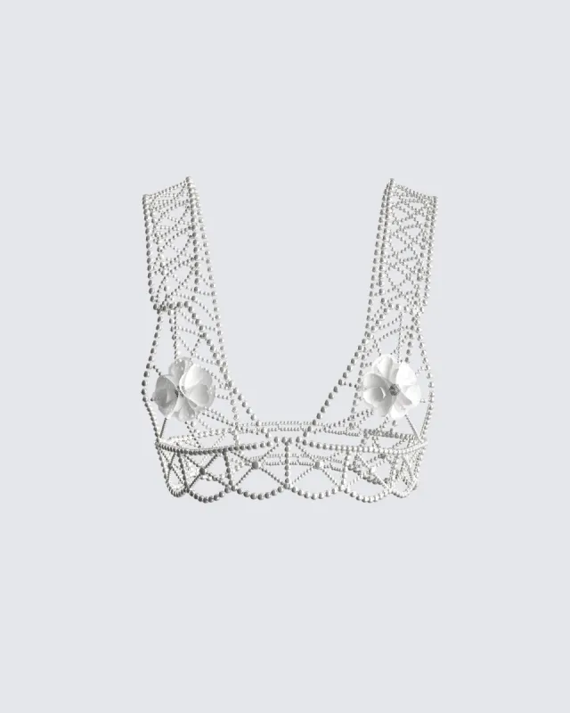 Aries Ivory Pearl Beaded Top sold by Finesse