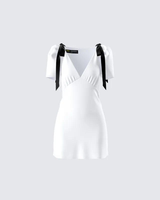 Rupa White Puff Sleeve Mini Dress sold by Finesse