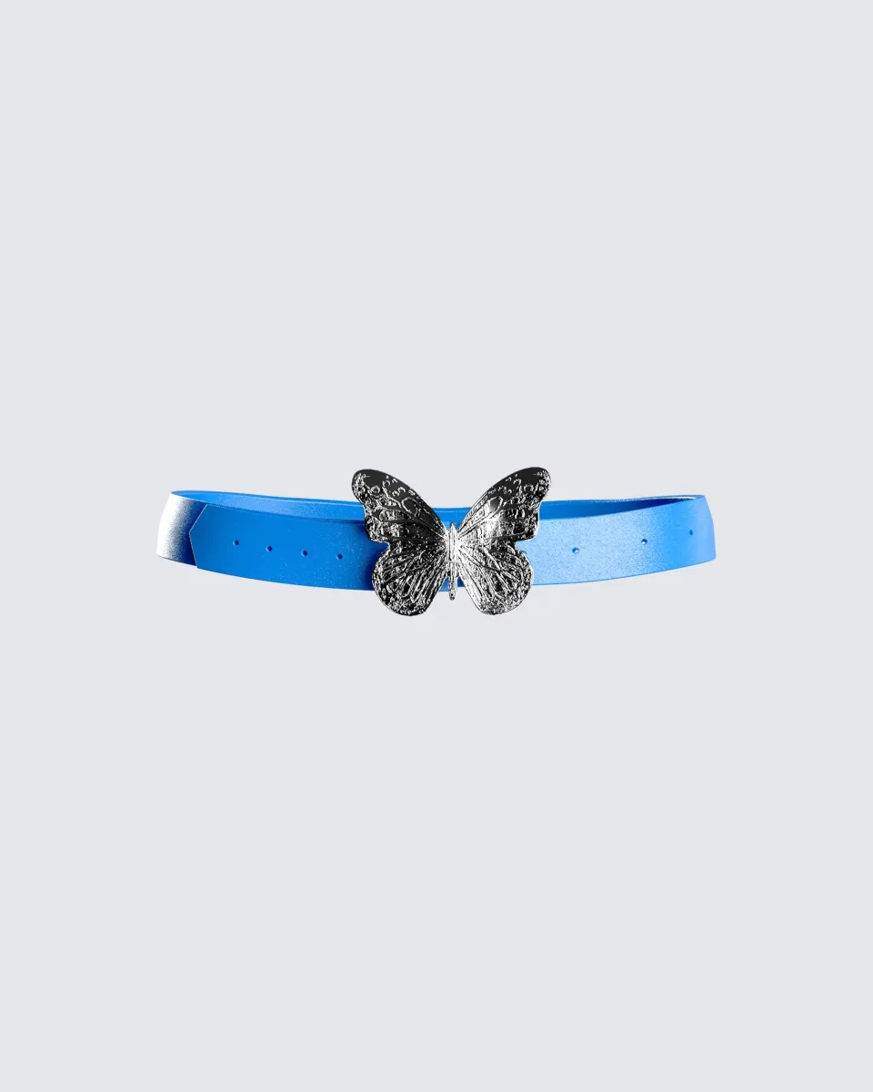 Suzie Blue Butterfly Buckle Belt sold by Finesse