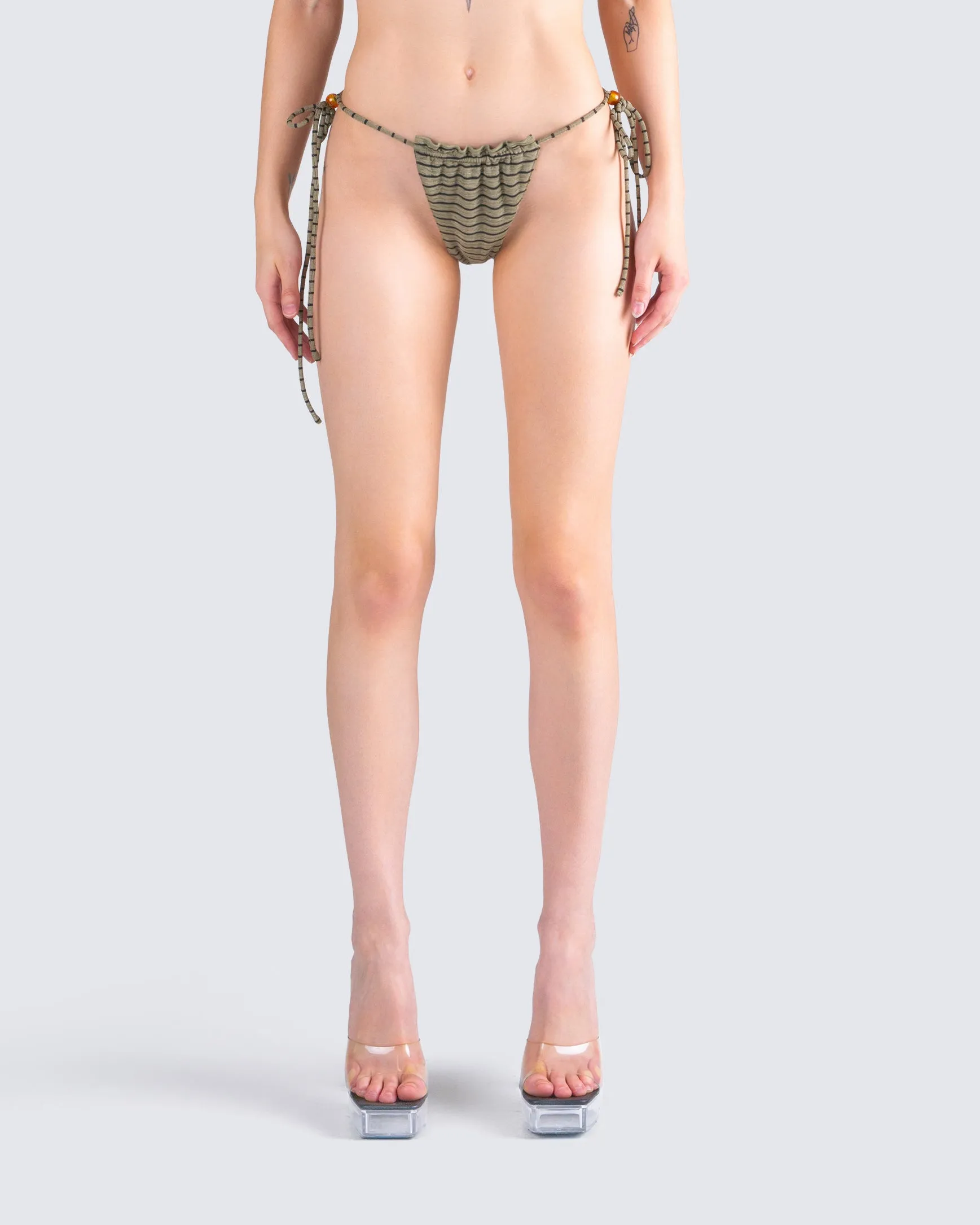 Izzy Olive Stripe Bikini Bottom sold by Finesse product image thumbnail 4