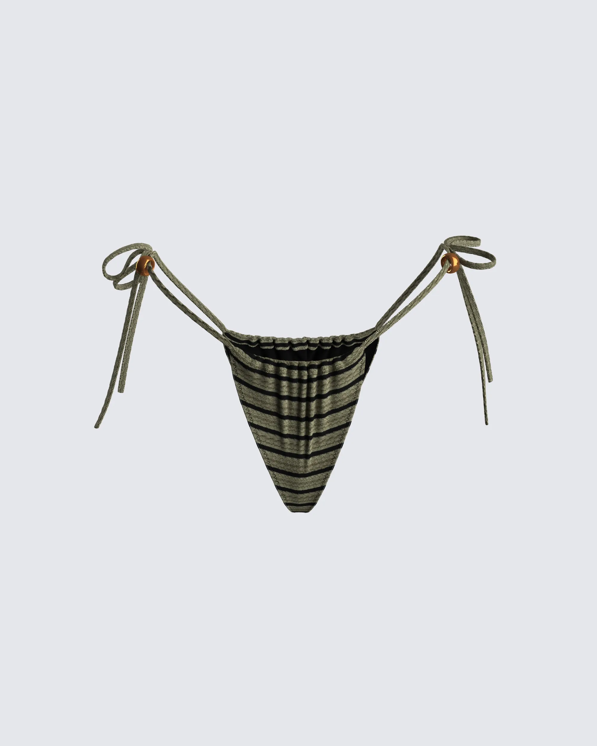 Izzy Olive Stripe Bikini Bottom sold by Finesse