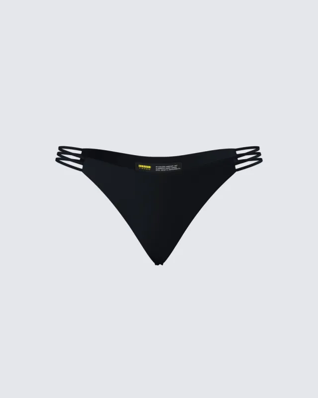 Halsey Black Cheeky Bikini Bottom sold by Finesse