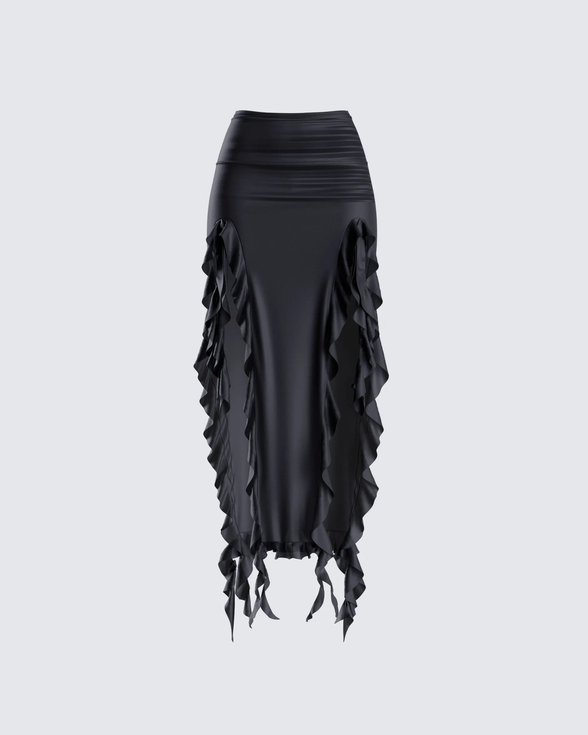 Veeti Black Jersey Ruffle Skirt sold by Finesse