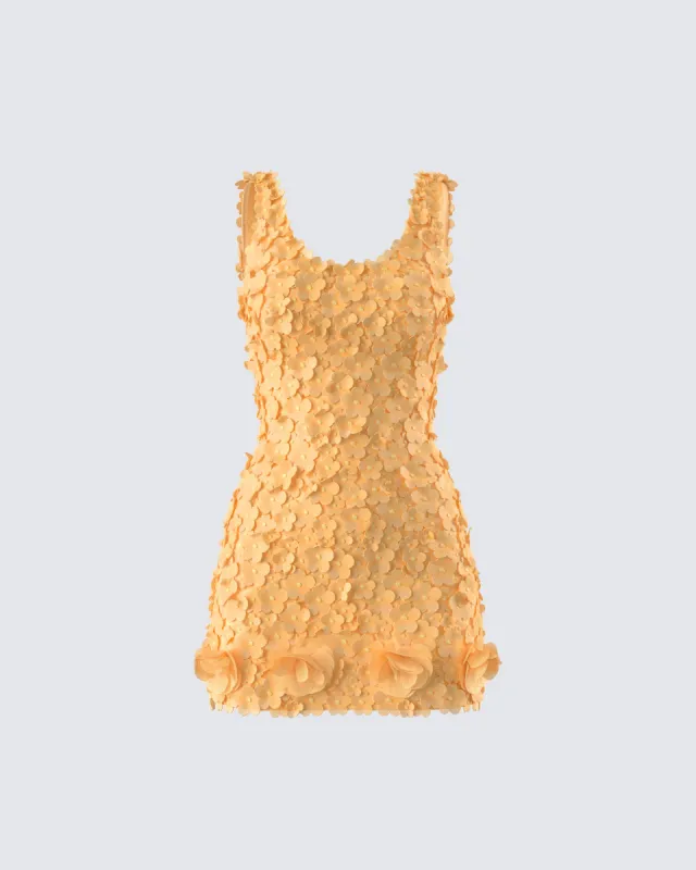 Raelyn Orange Petal Mini Dress sold by Finesse