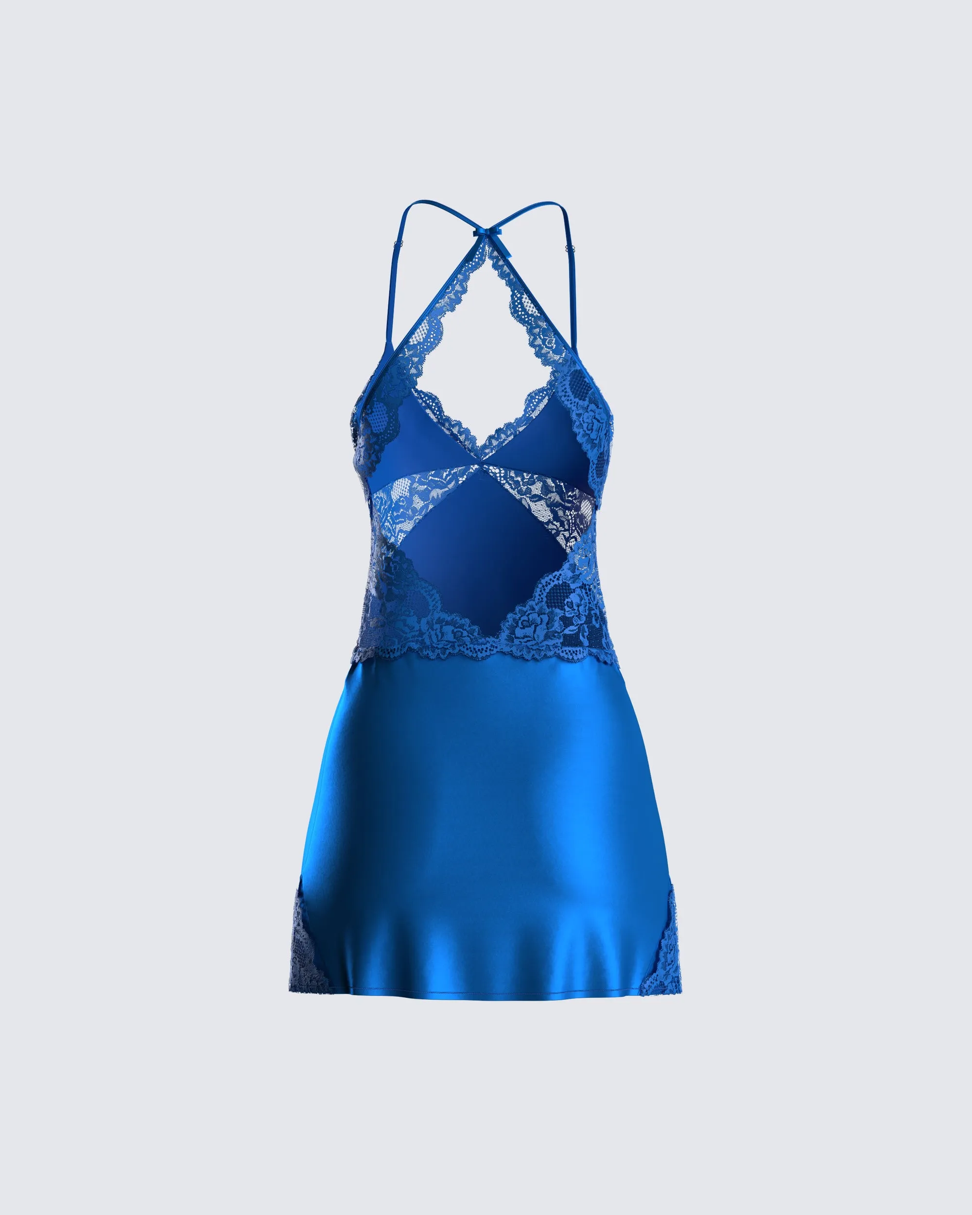 Bernadette Blue Lace Satin Dress sold by Finesse product image thumbnail 3