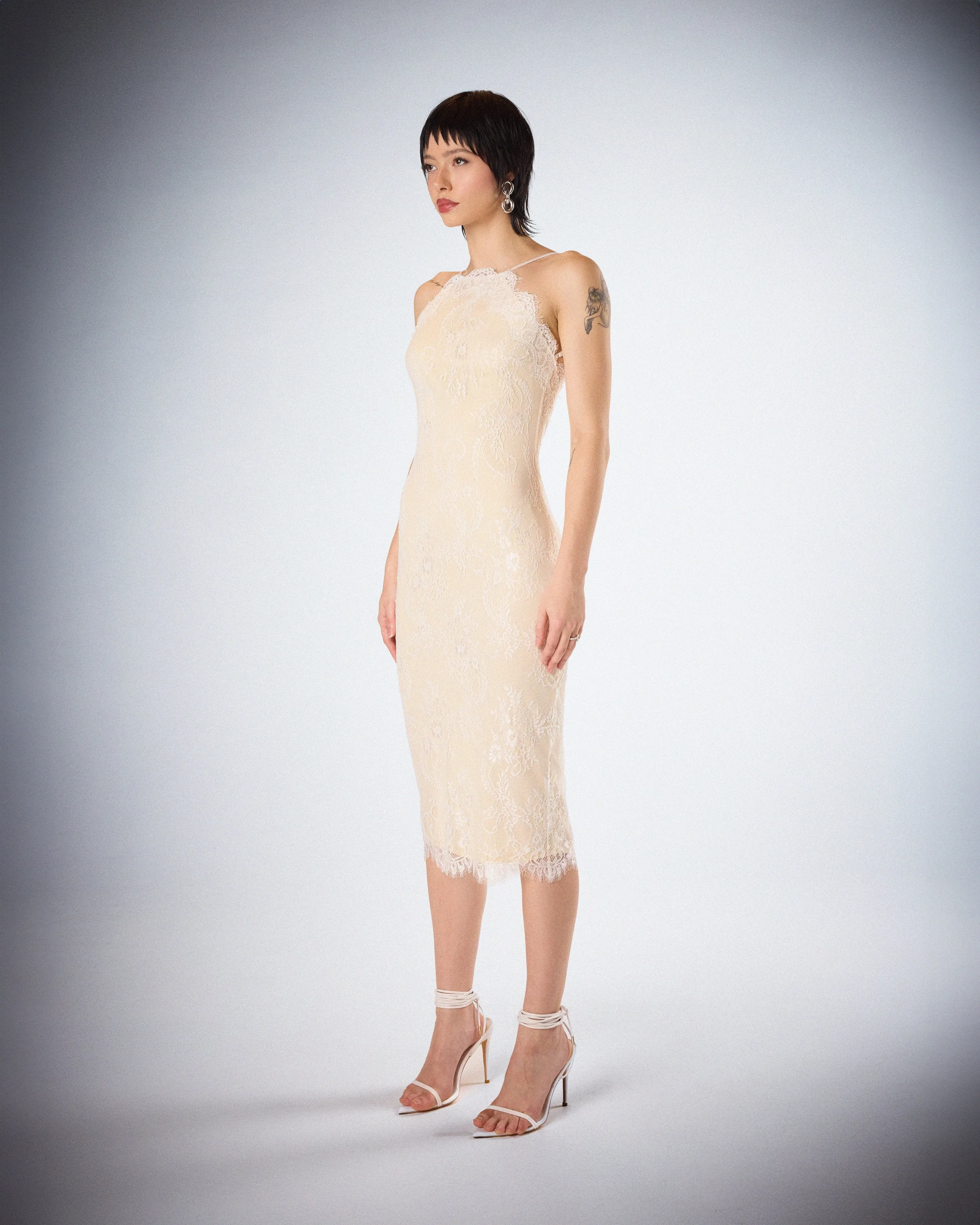 Tyra Ivory Lace Halter Midi Dress sold by Finesse product image thumbnail 5