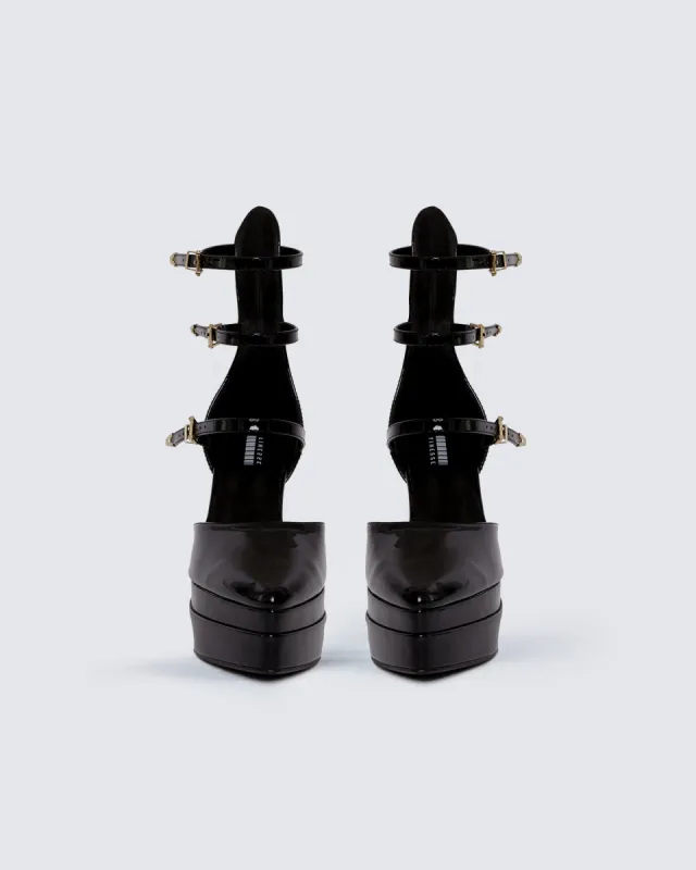 Bernadine Black Platform Heels sold by Finesse