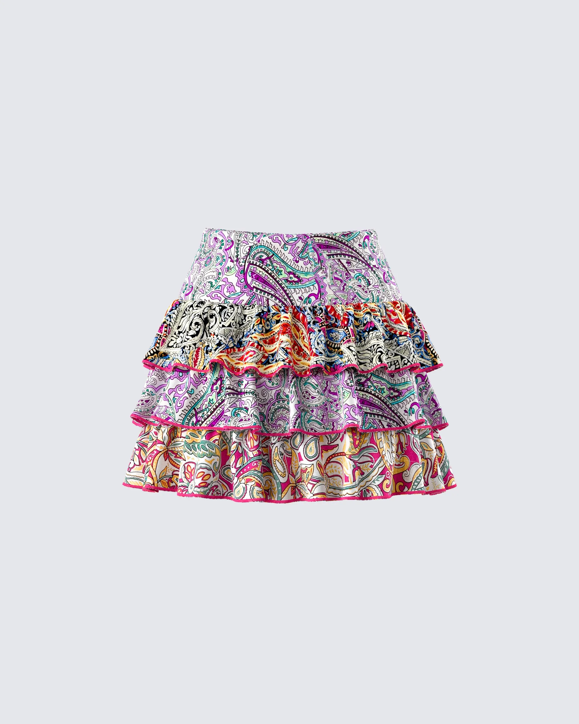 Raisa Paisley Tiered Micro Mini Skirt sold by Finesse product image thumbnail 3