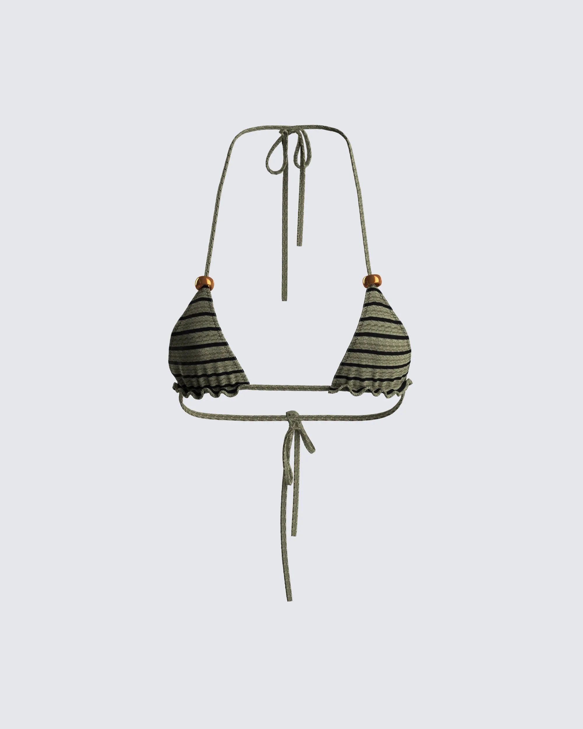 Izzy Olive Stripe Bikini Top sold by Finesse