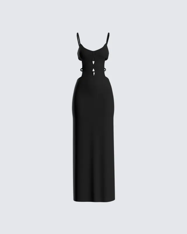 Renata Black Cut Out Maxi Dress sold by Finesse