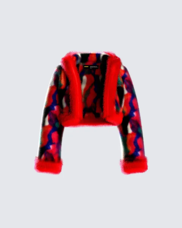 Elias Abstract Fur Jacket sold by Finesse
