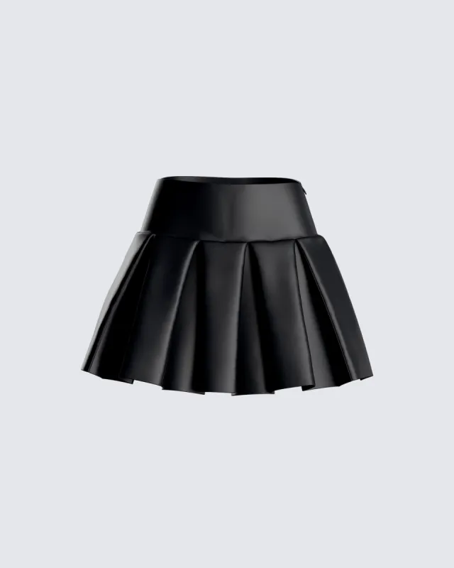Yasmin Black Vegan Leather Skirt sold by Finesse