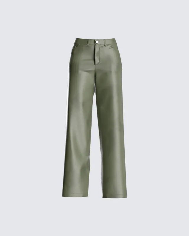 Anna Olive Leather Pant sold by Finesse