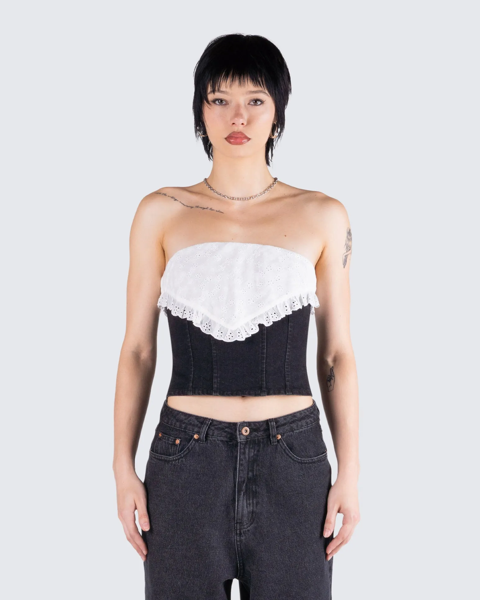 Padma Multi Eyelet Denim Tube Top sold by Finesse product image thumbnail 4