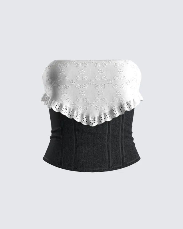 Padma Multi Eyelet Denim Tube Top sold by Finesse
