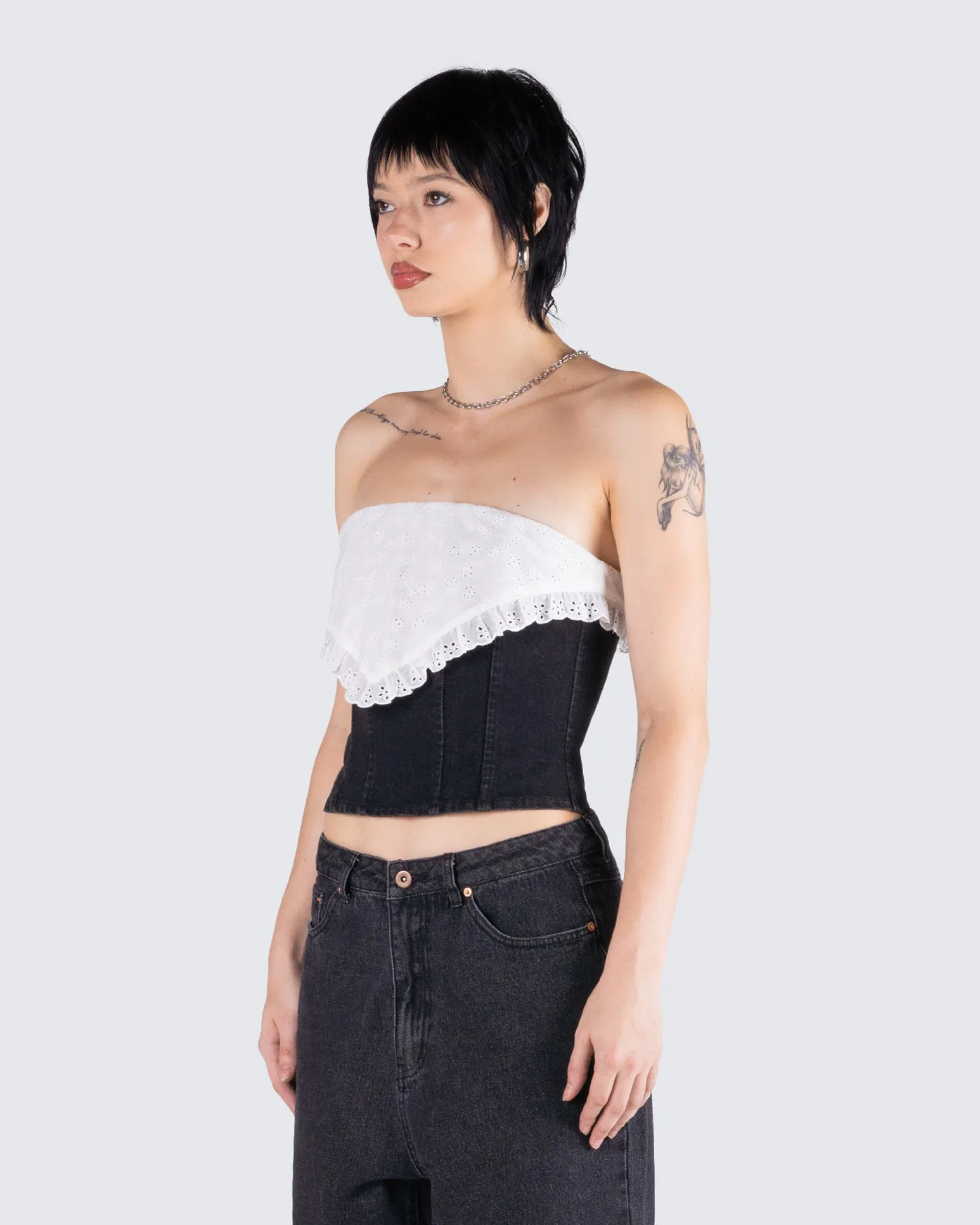 Padma Multi Eyelet Denim Tube Top sold by Finesse product image thumbnail 5