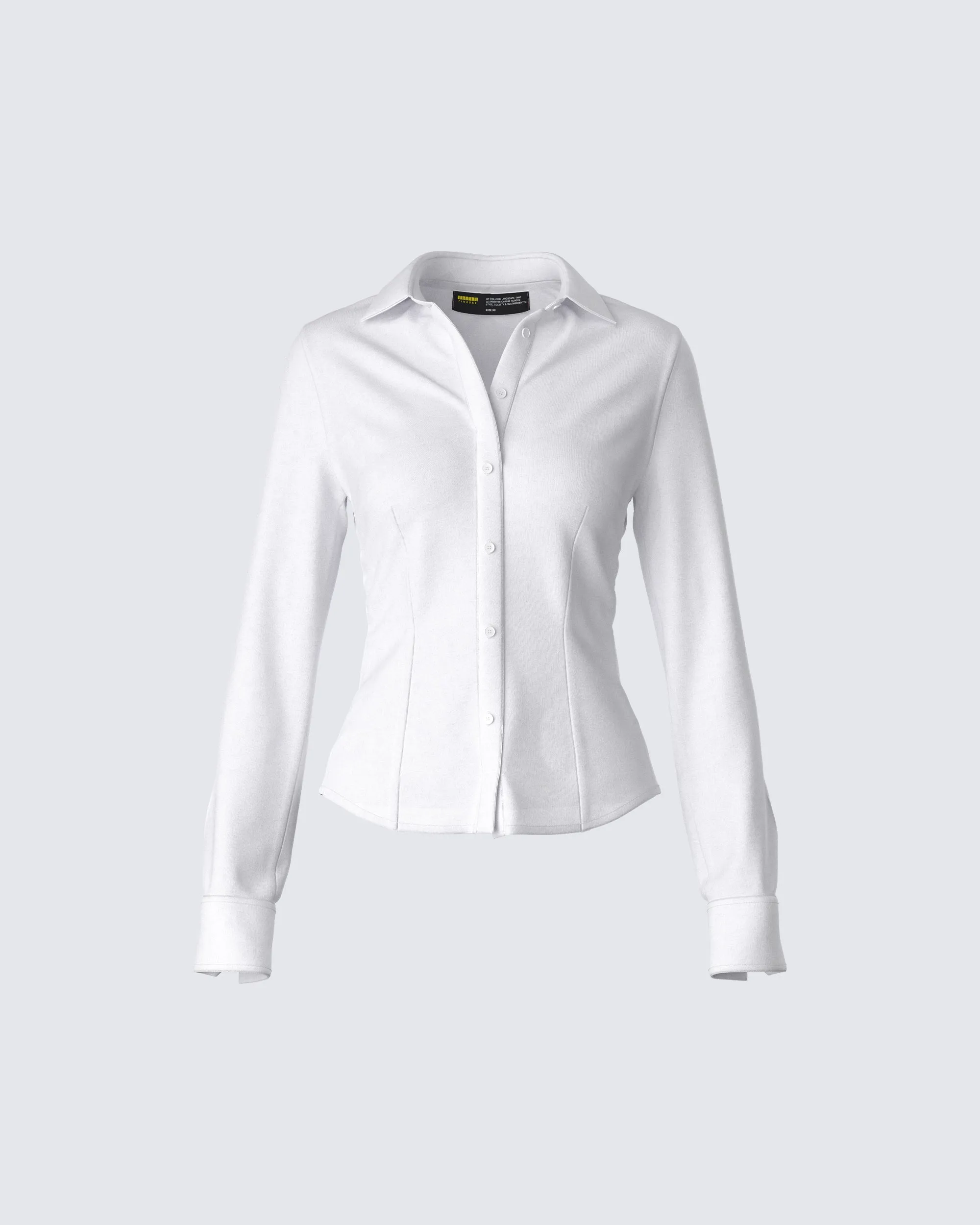 Kyra Fitted White Poplin Shirt sold by Finesse