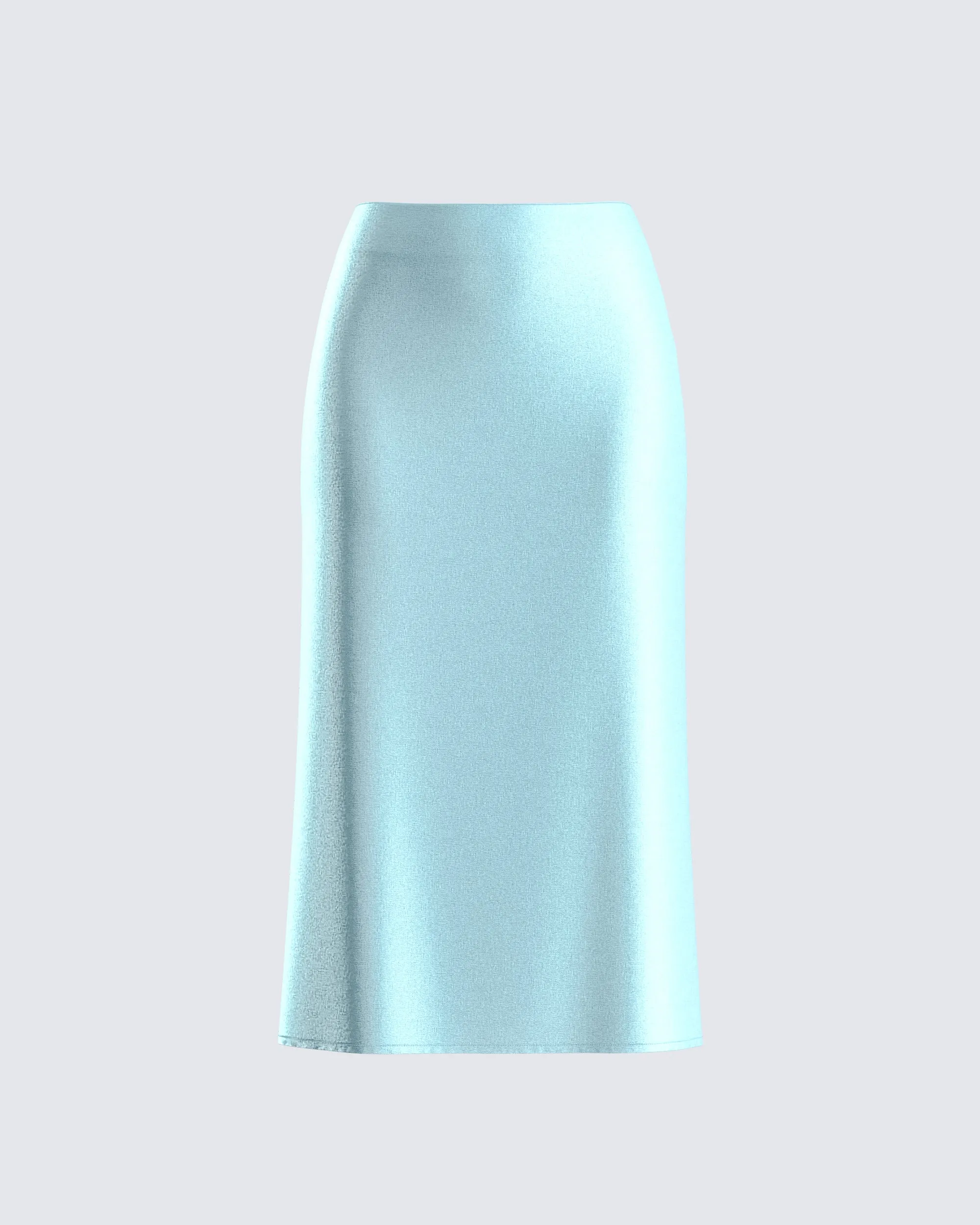 Florie Aqua Satin Midi Skirt sold by Finesse