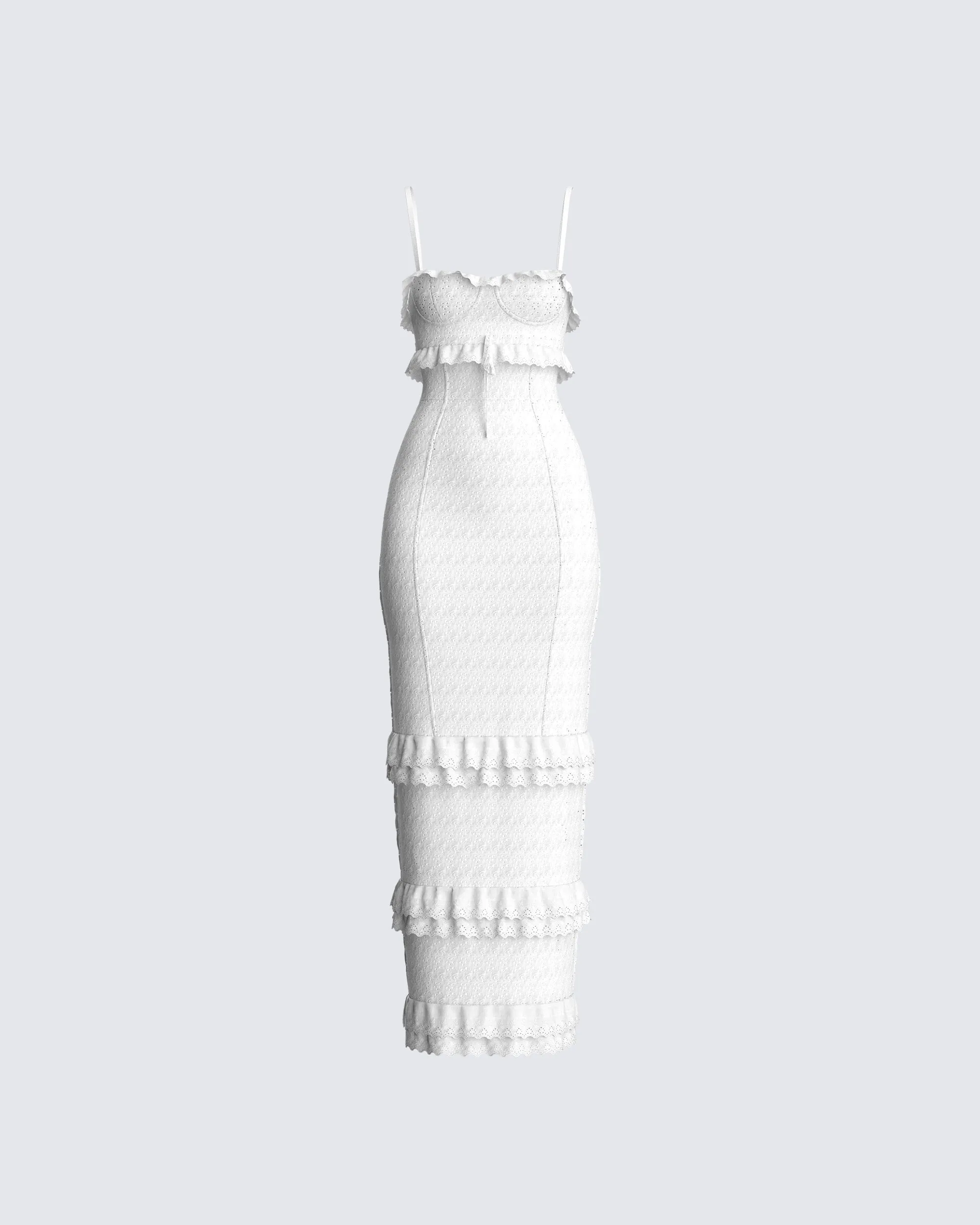 Juniper White Eyelet Maxi Dress sold by Finesse