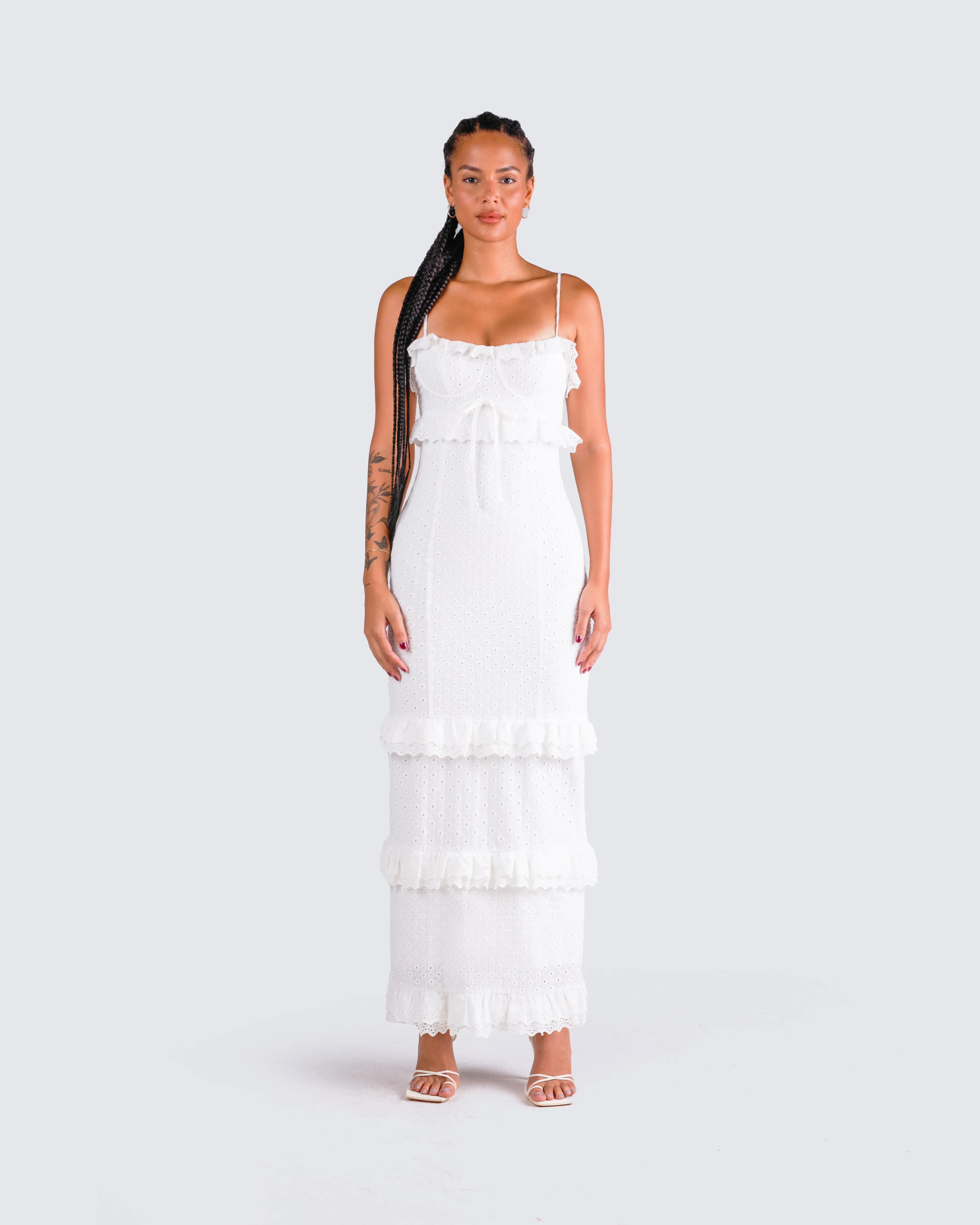 Juniper White Eyelet Maxi Dress sold by Finesse product image thumbnail 4