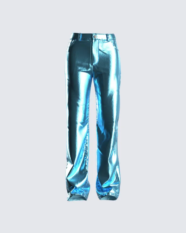 Asta Metallic Blue Trouser Pant sold by Finesse
