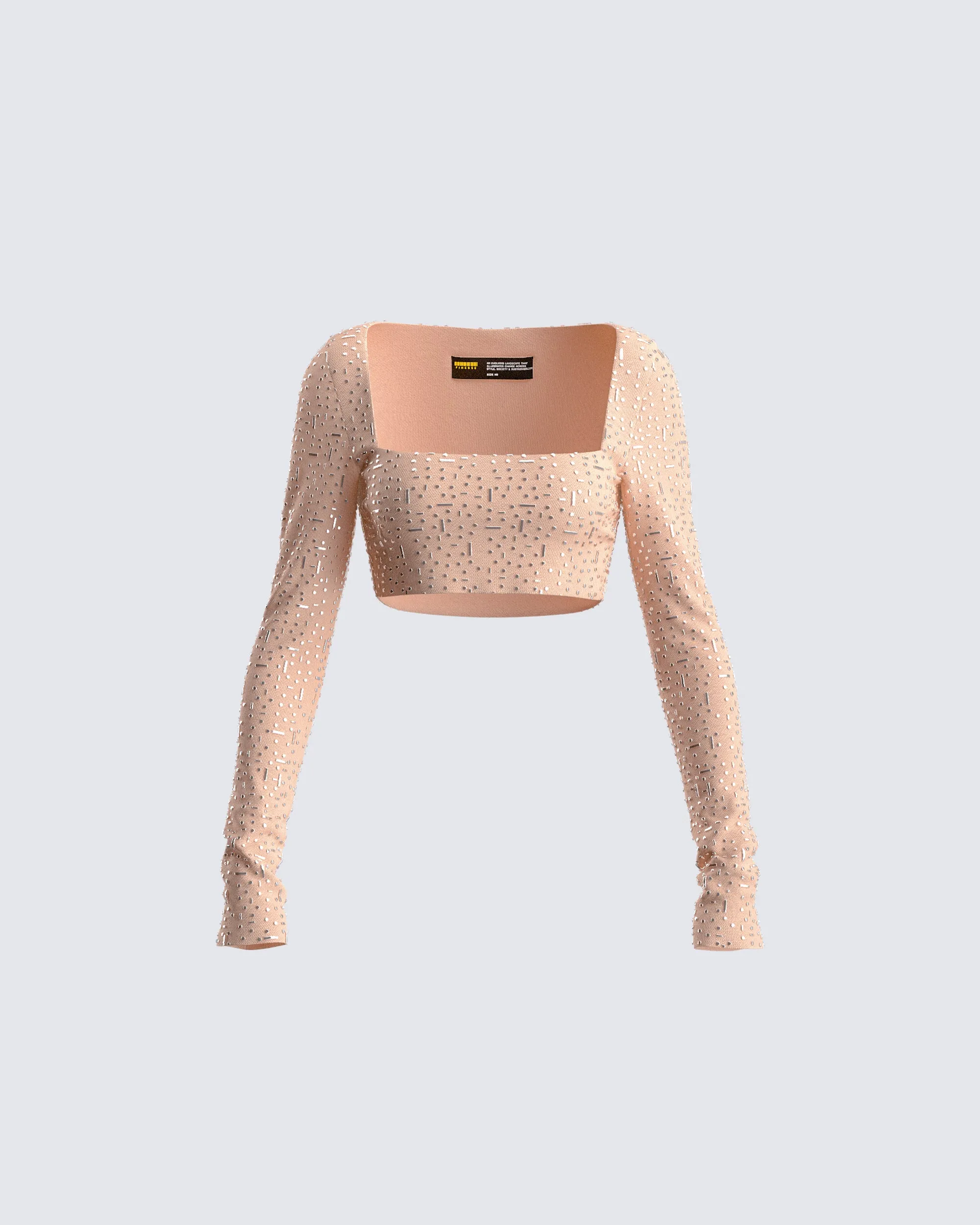 Maze Nude Rhinestone Crop Top sold by Finesse
