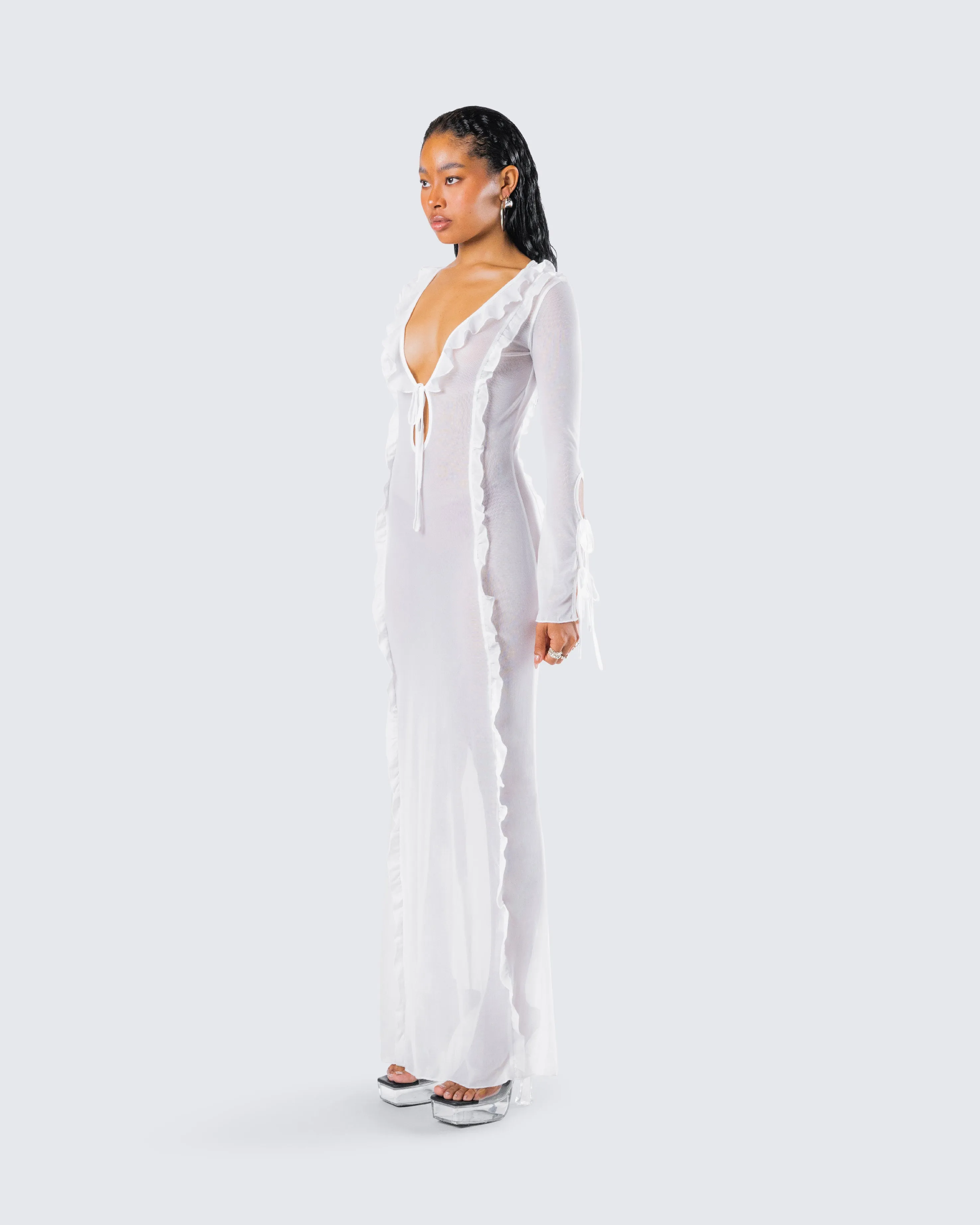 Florence White Mesh Maxi Dress sold by Finesse product image thumbnail 5