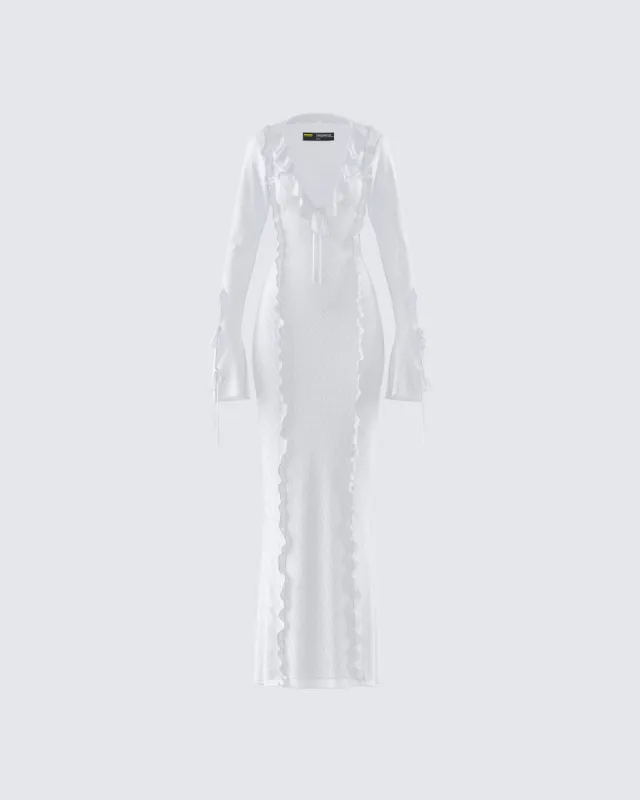 Florence White Mesh Maxi Dress sold by Finesse