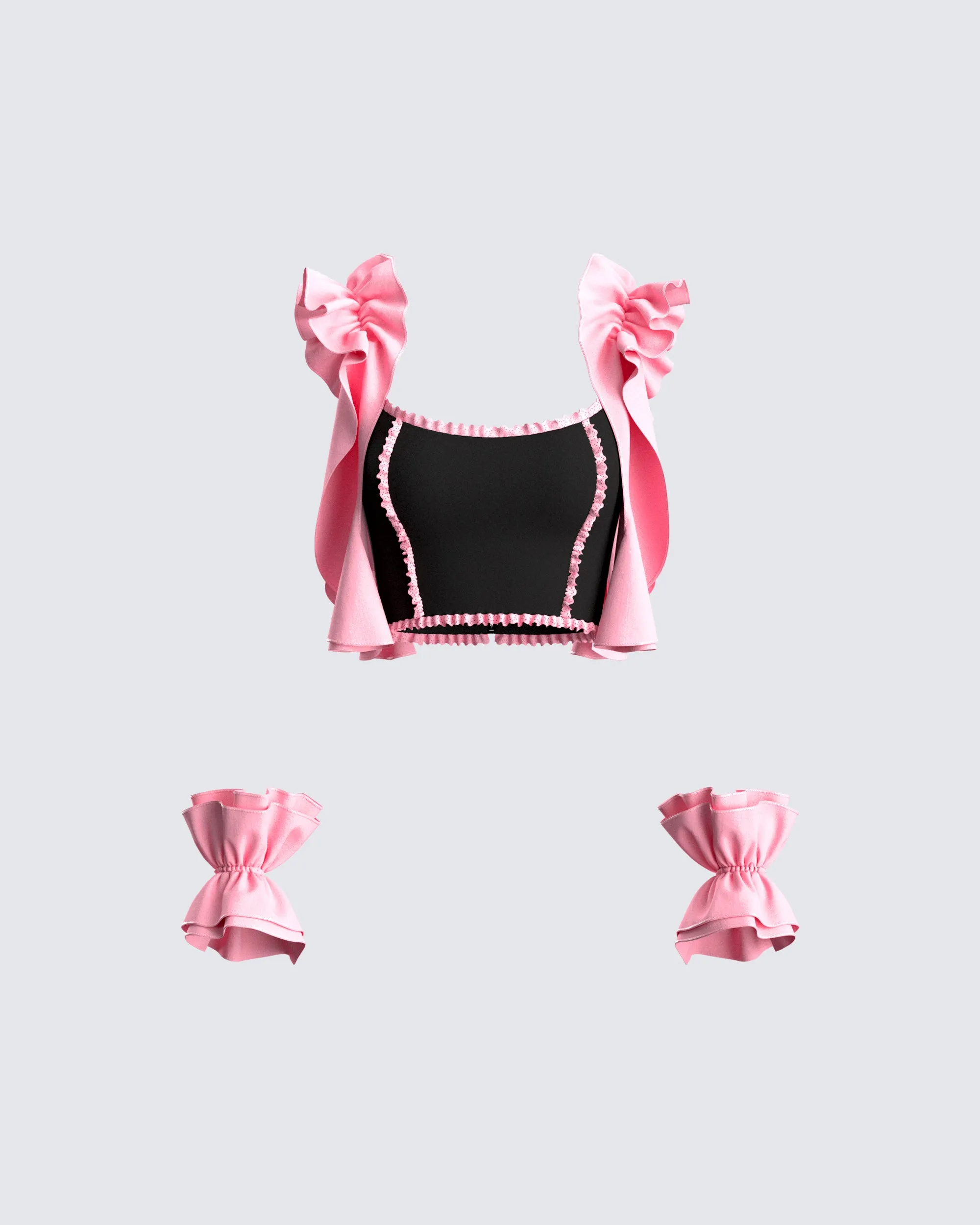 Gabriela Multi Ruffle Top & Cuffs sold by Finesse