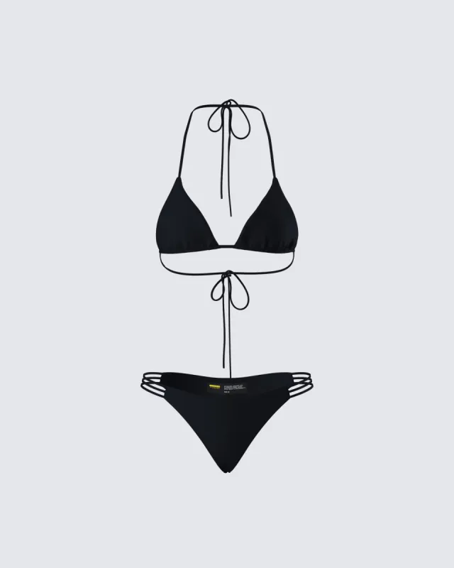 Halsey Black Bikini Set sold by Finesse