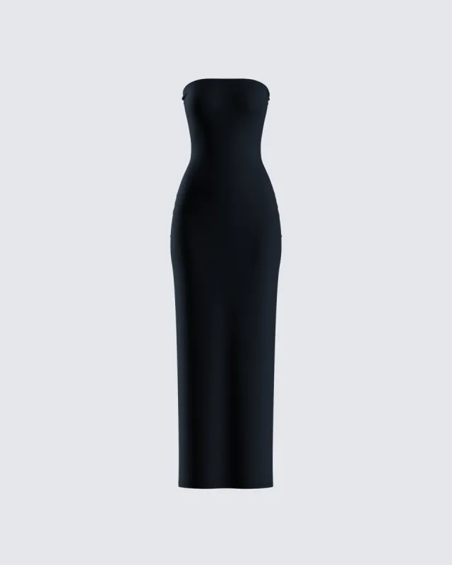 Akari Black Jersey Tube Maxi Dress sold by Finesse