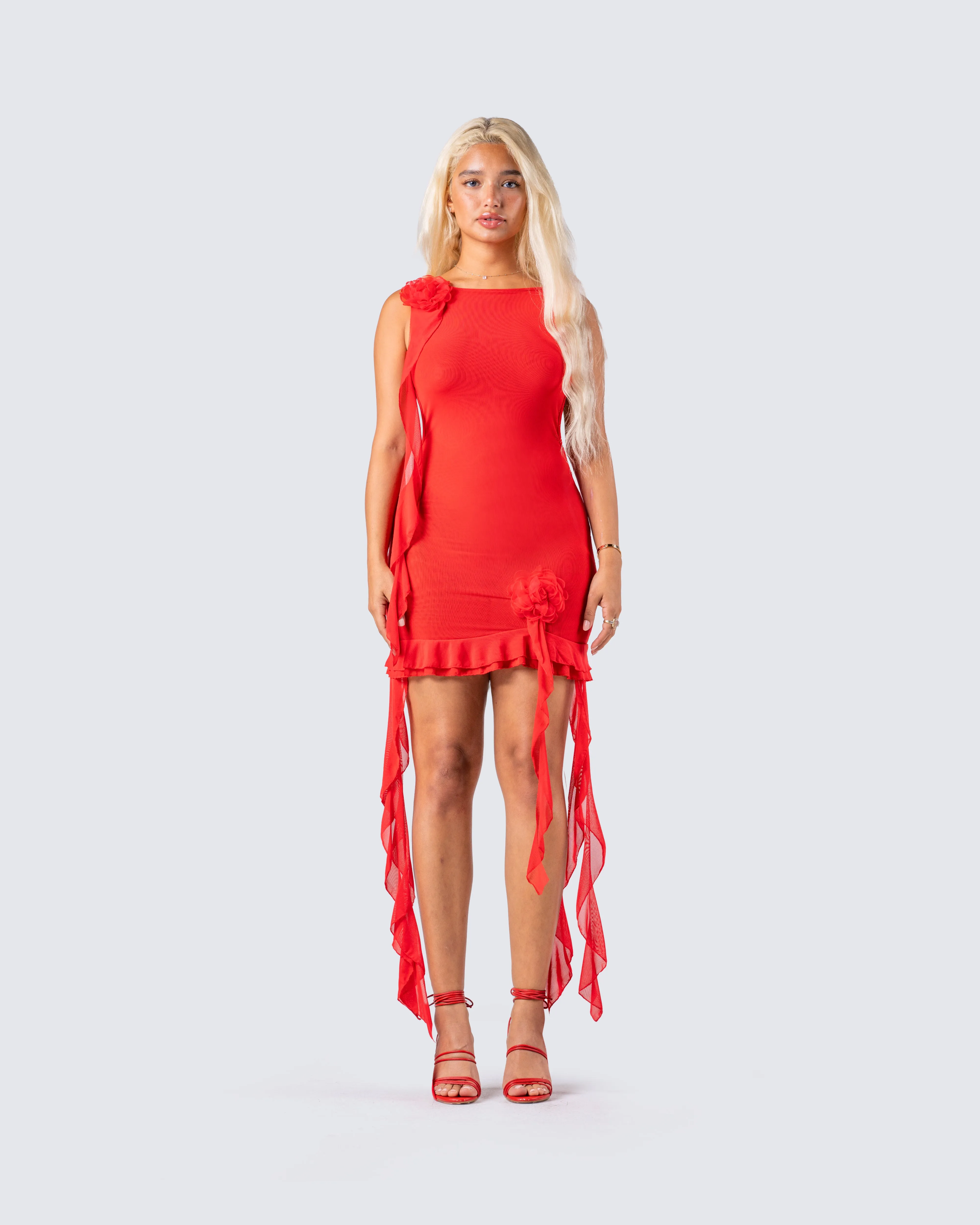 Tiana Red Ruffle Rosette Dress sold by Finesse product image thumbnail 4