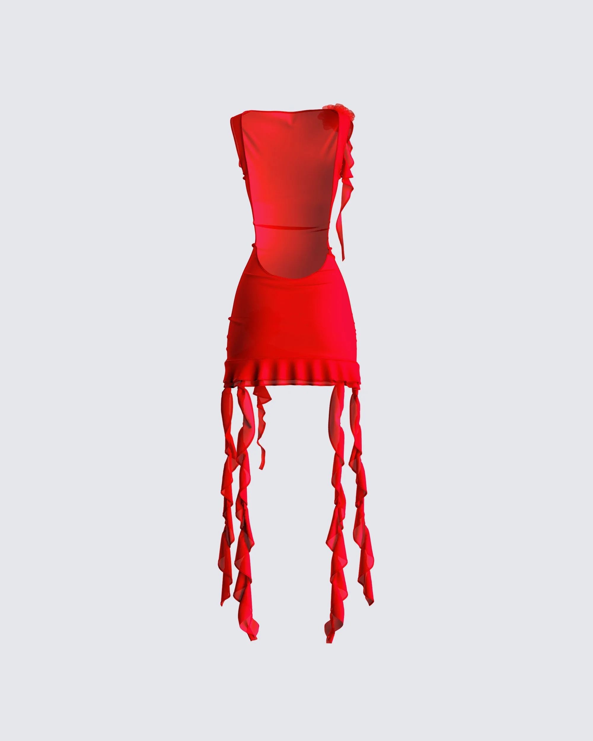 Tiana Red Ruffle Rosette Dress sold by Finesse product image thumbnail 3