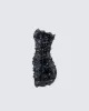Clover Hand Beaded Rhinestone Black Mini Dress sold by Finesse