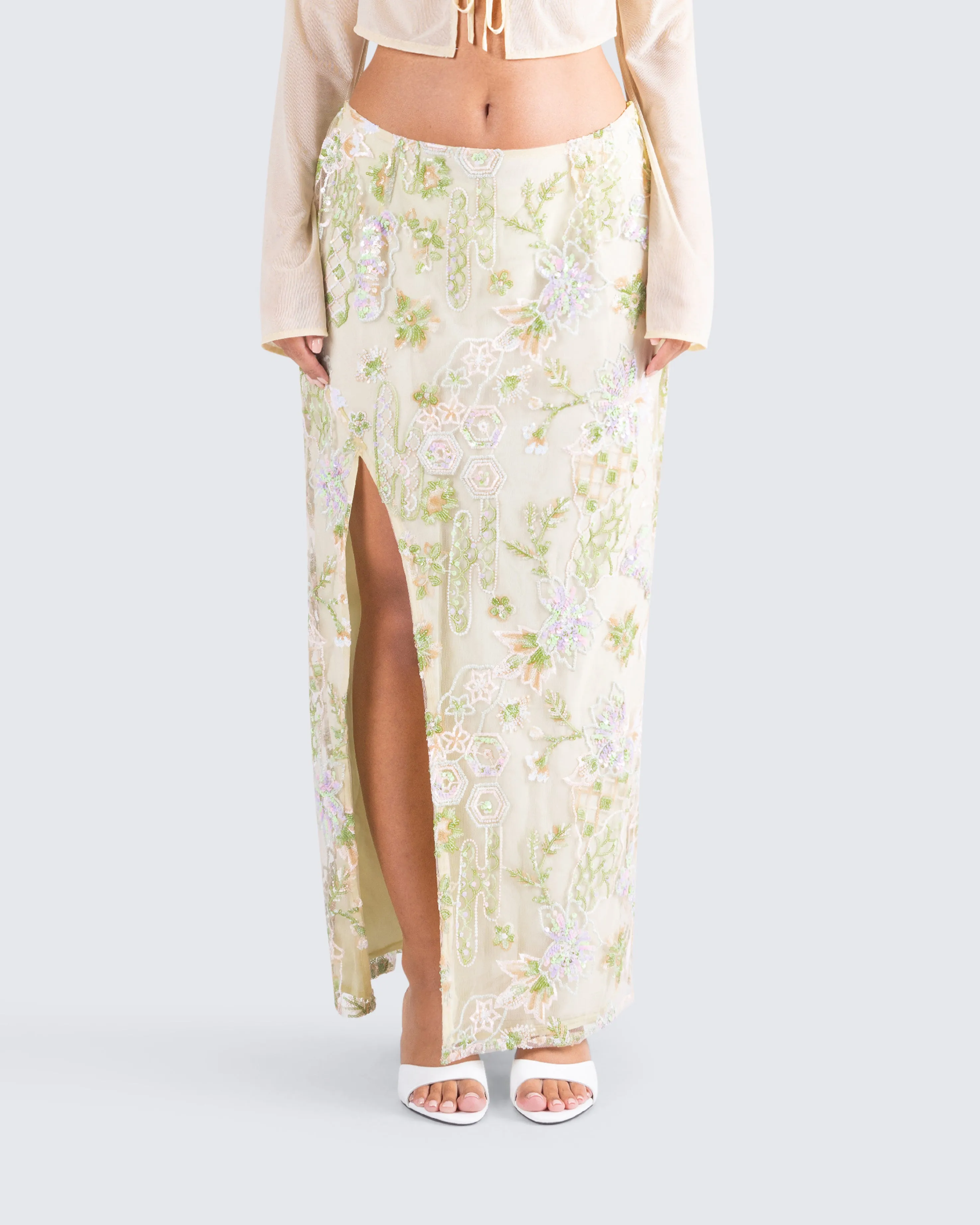Lennon Floral Sequin Maxi Skirt sold by Finesse product image thumbnail 4