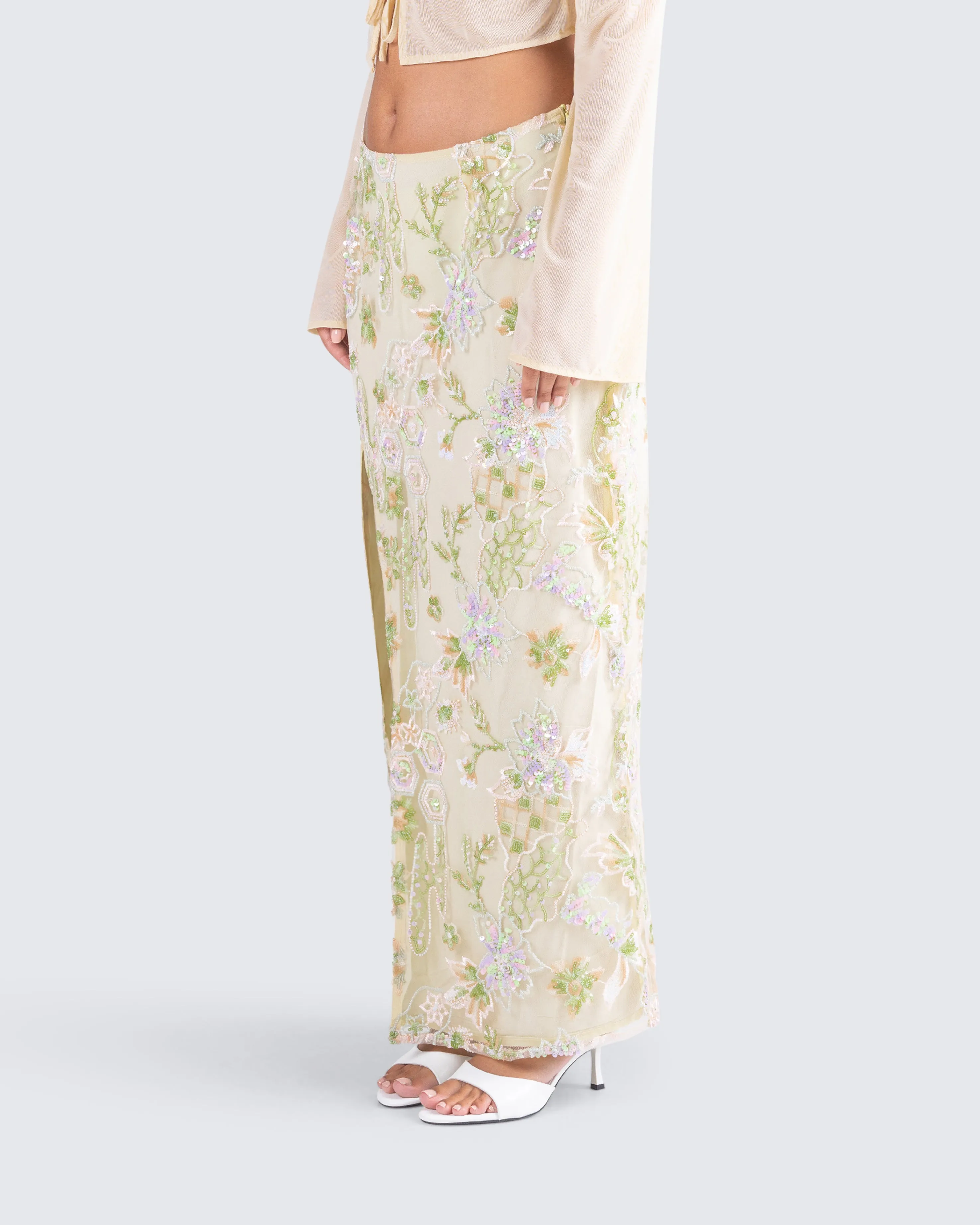 Lennon Floral Sequin Maxi Skirt sold by Finesse product image thumbnail 5