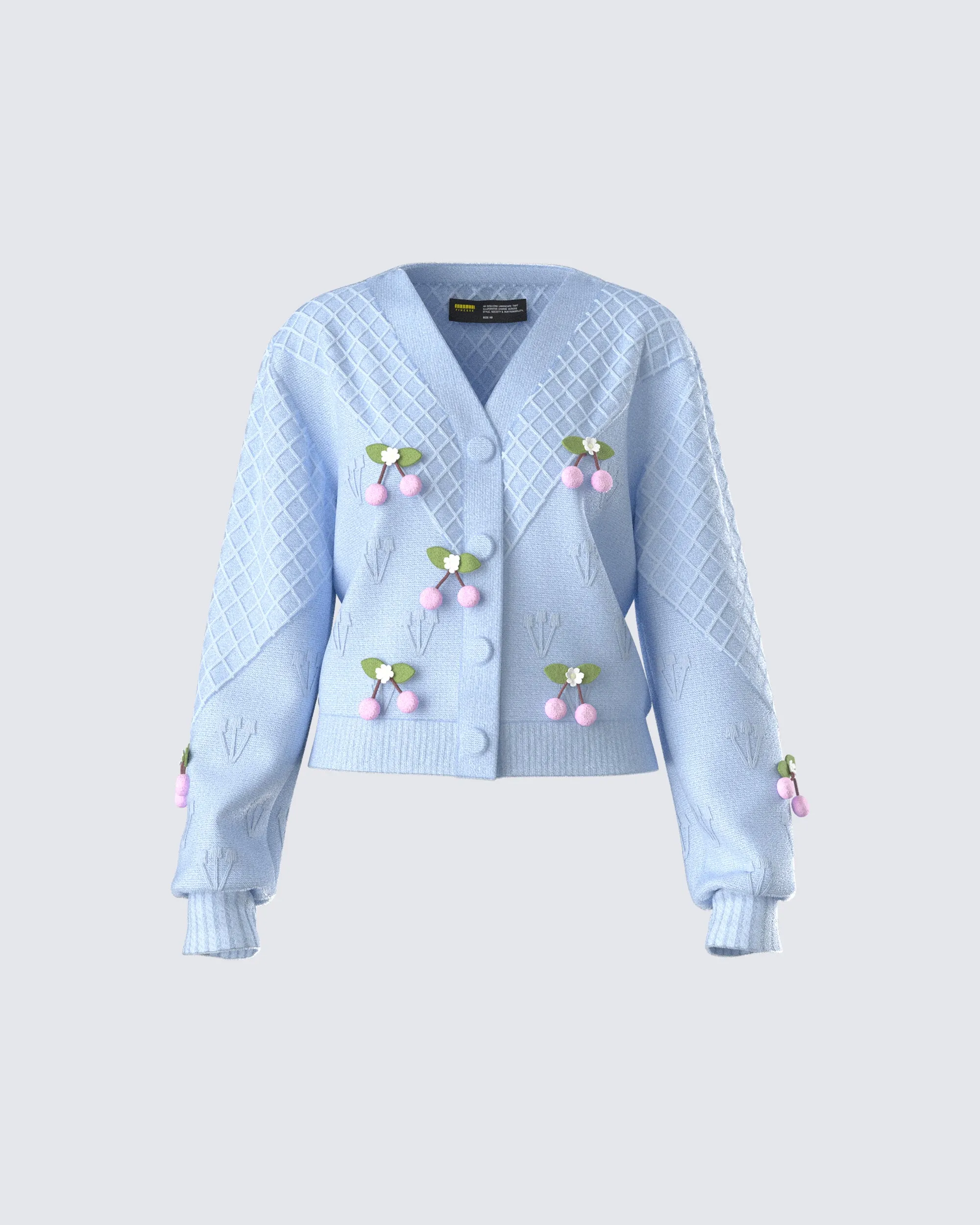 Olea Lavender Cherry Trim Cardigan sold by Finesse