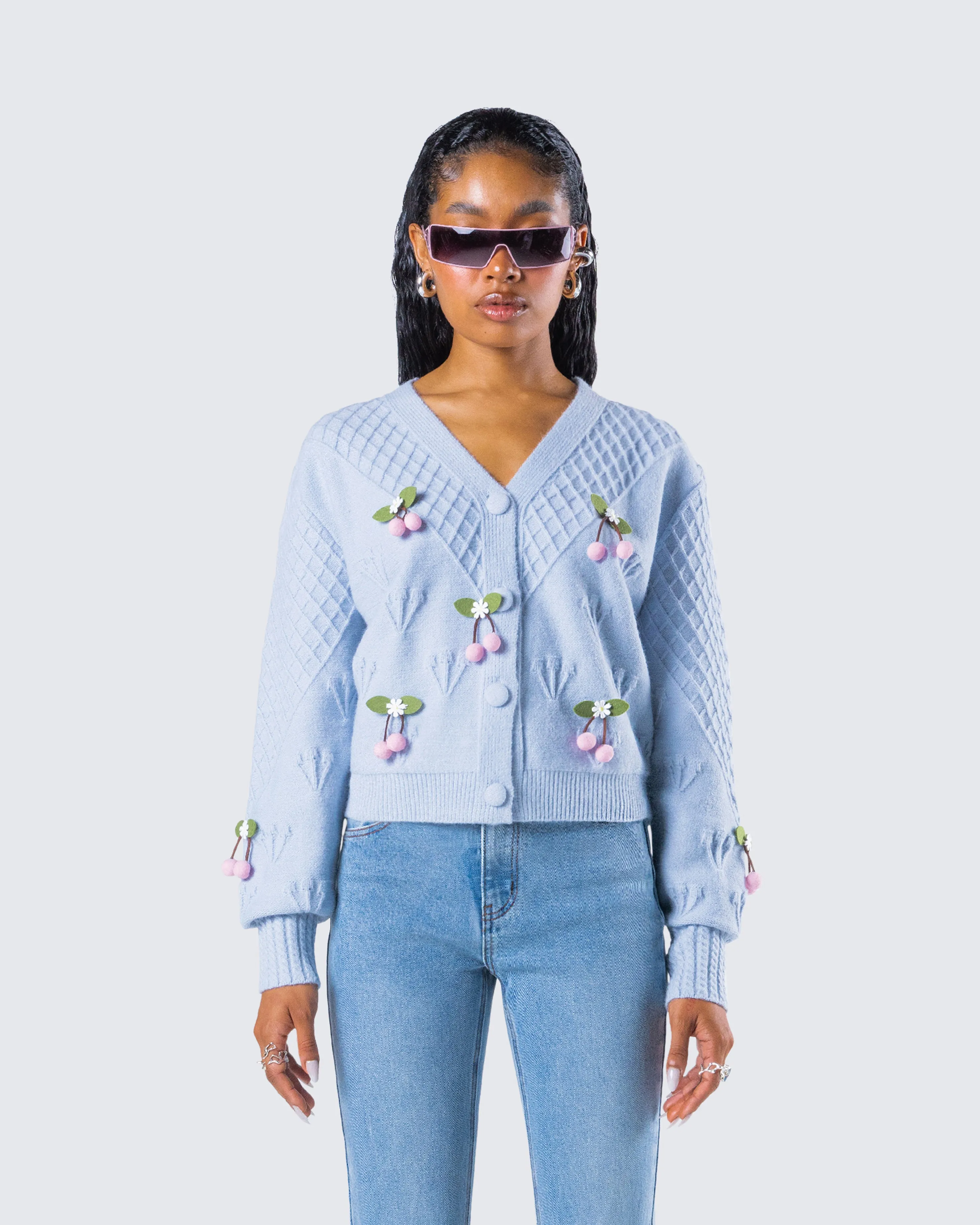 Olea Lavender Cherry Trim Cardigan sold by Finesse product image thumbnail 4